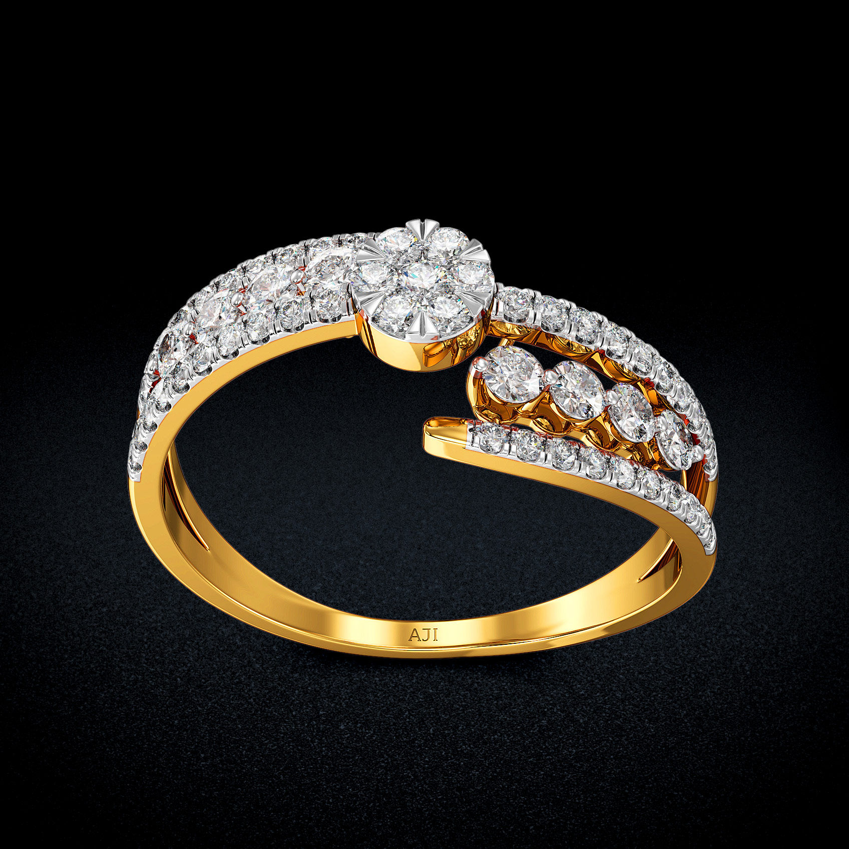 Luxe Stone Cluster Gold Ring image