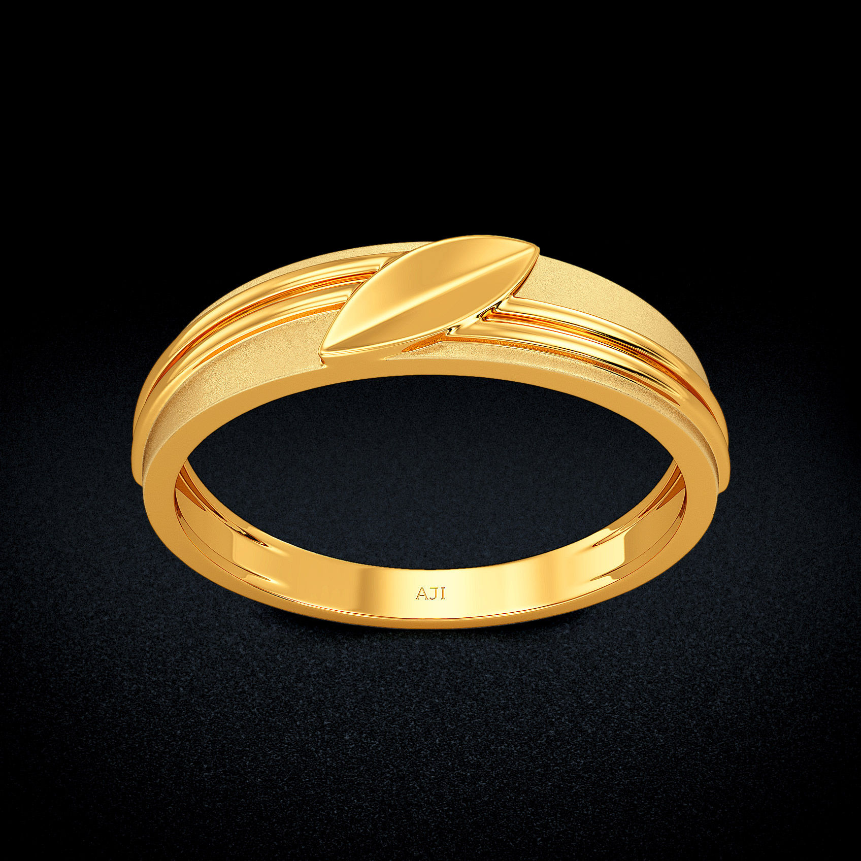 Textured Leaf Gold Womens Ring image
