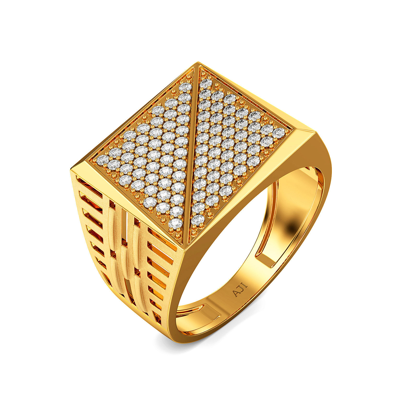 Luxe Square Gold Mens Ring