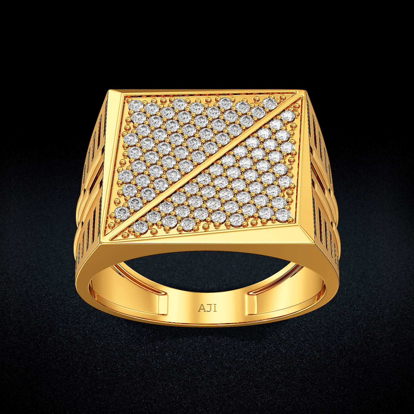 Luxe Square Gold Mens Ring image