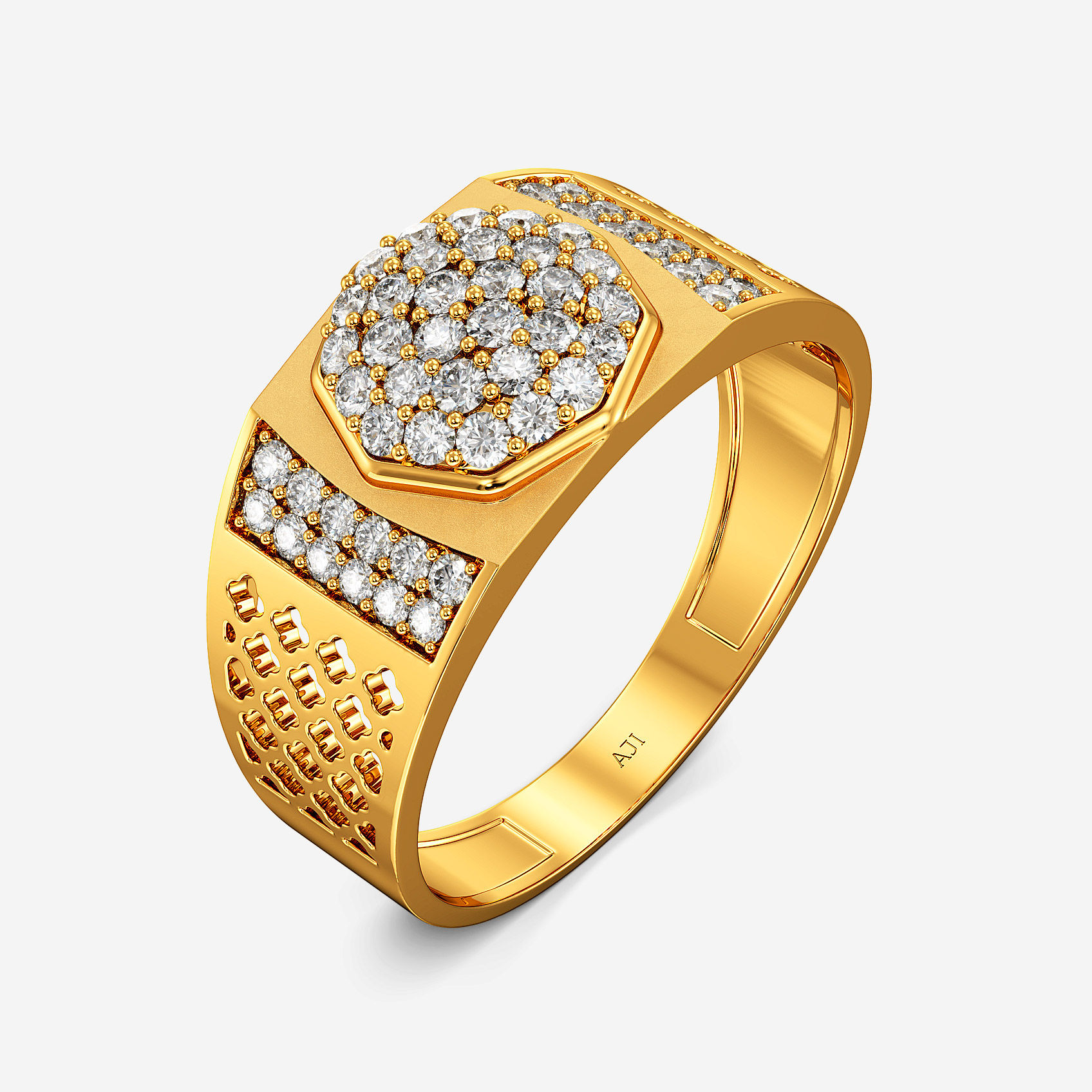 Radiant Octa Gold Mens Ring