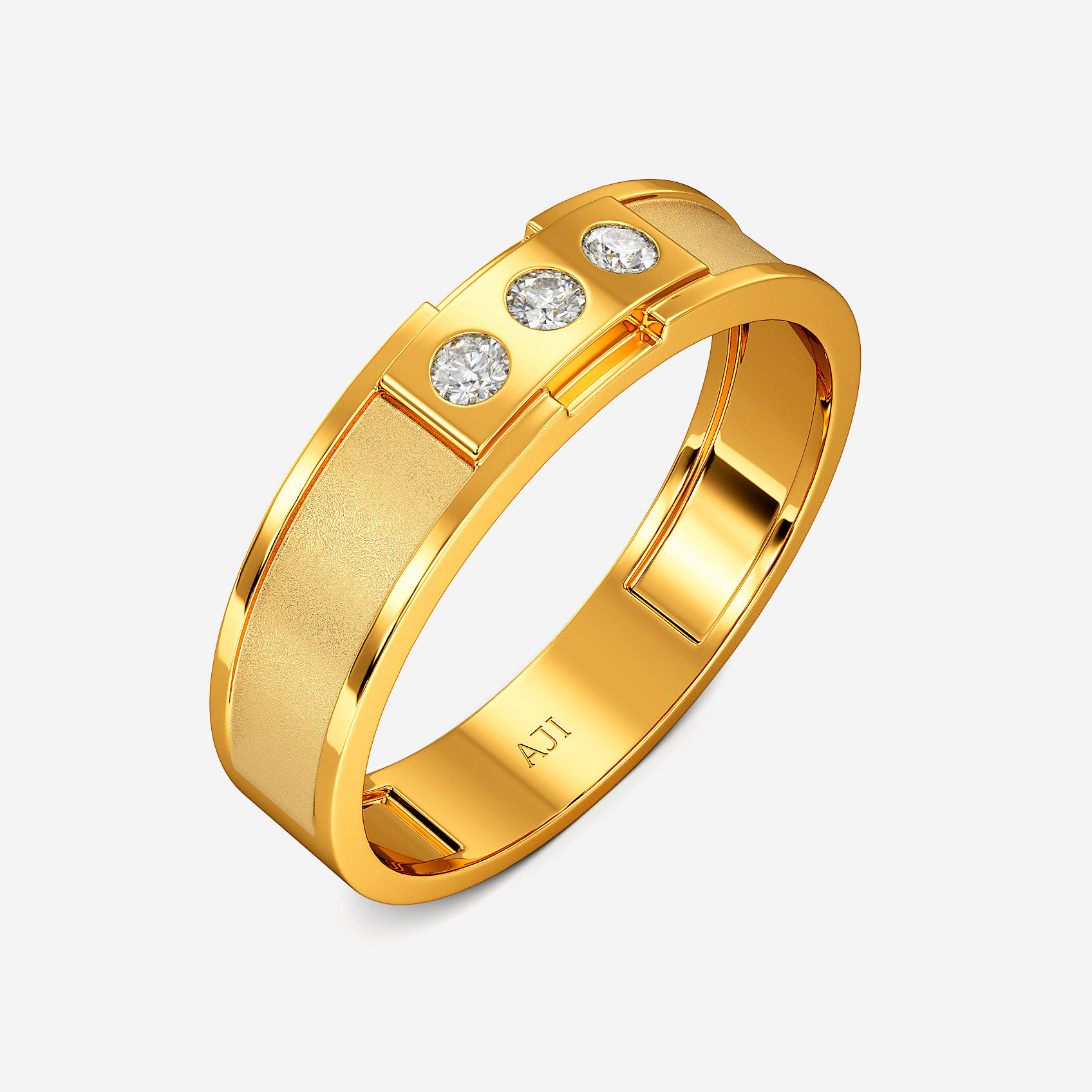 Tri Spark Gold Mens Ring
