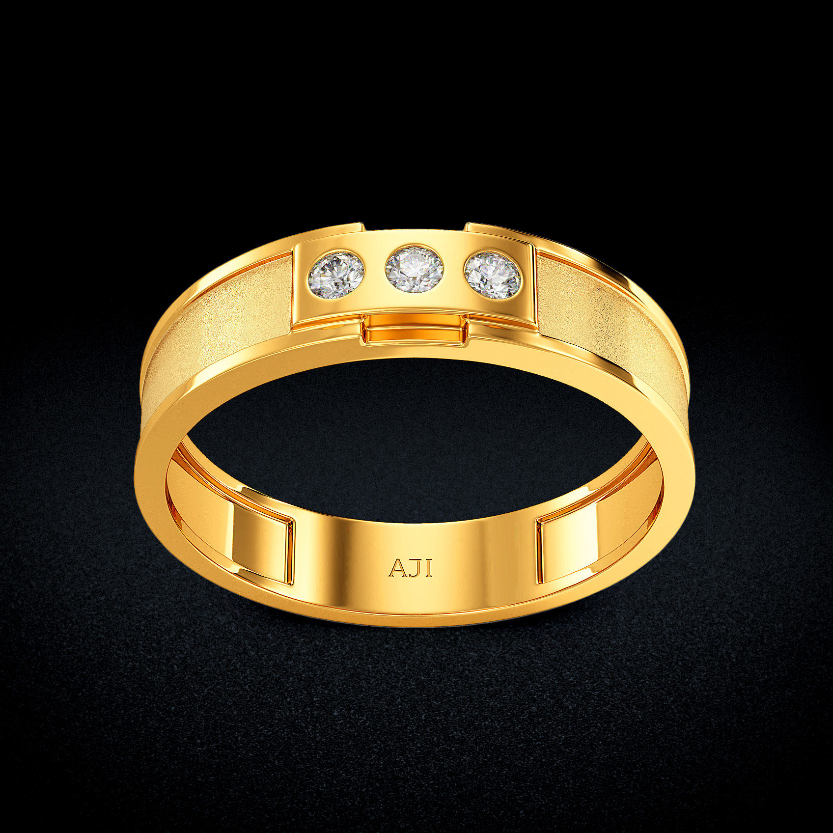 Tri Spark Gold Mens Ring image