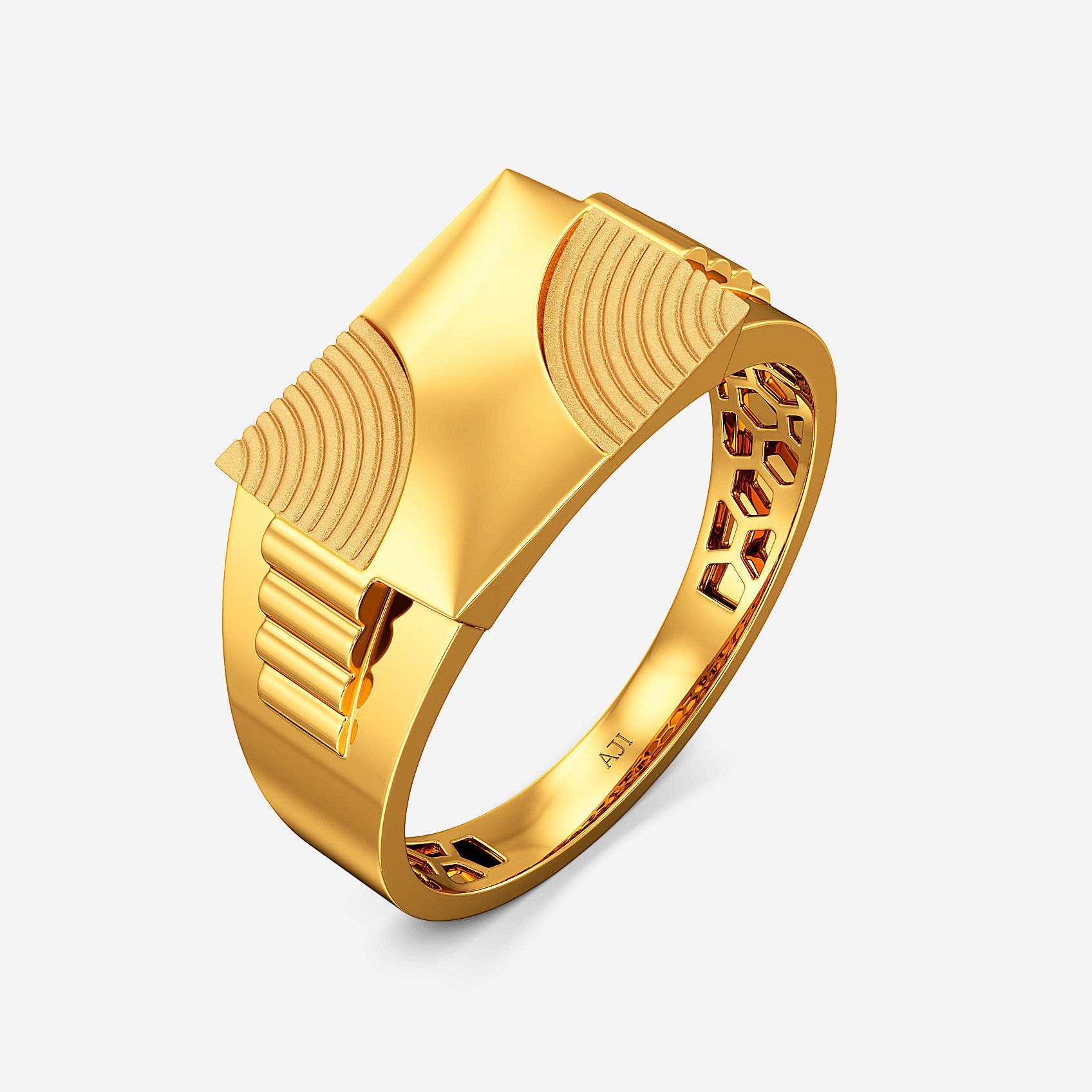 Semi Halo Gold Mens Ring