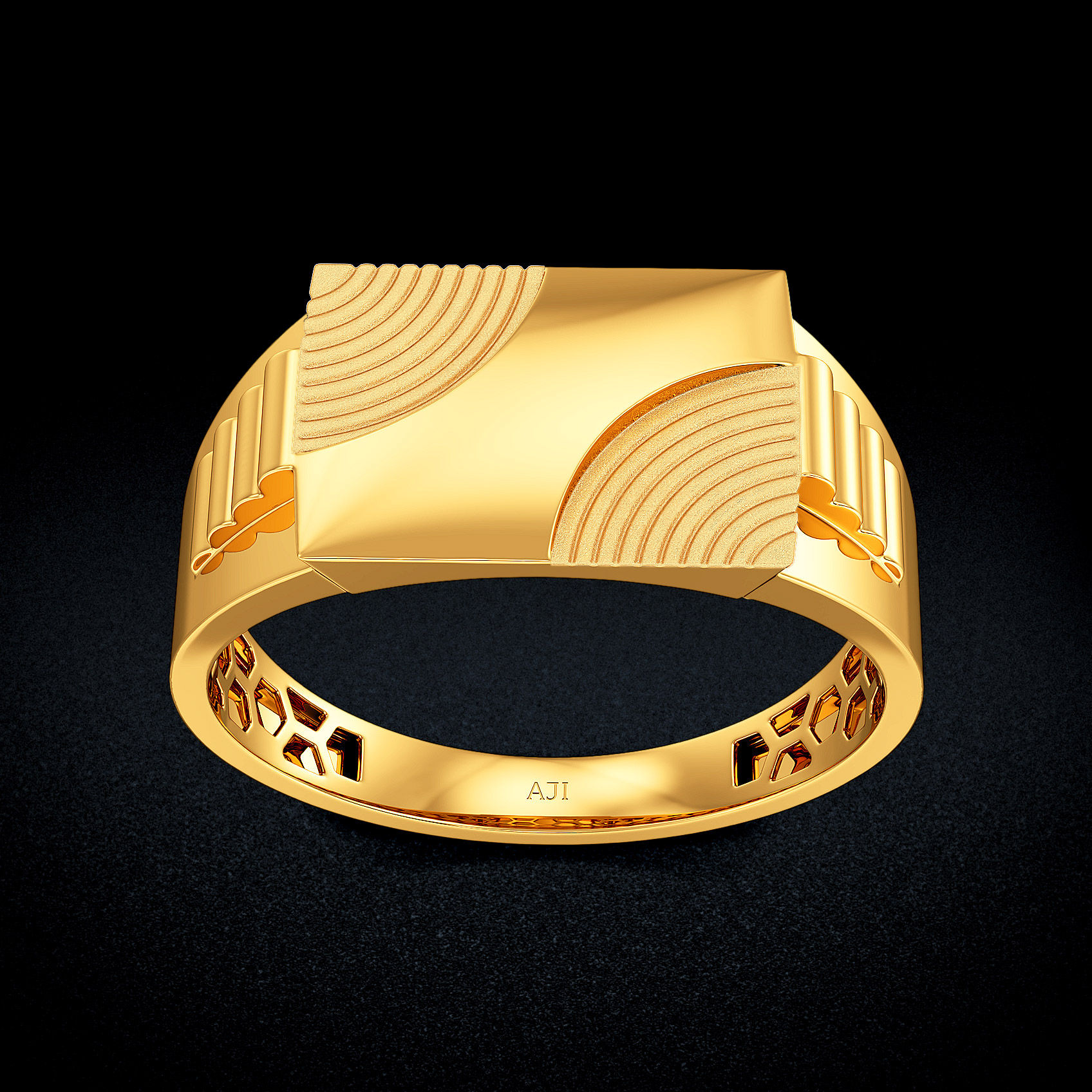 Semi Halo Gold Mens Ring image