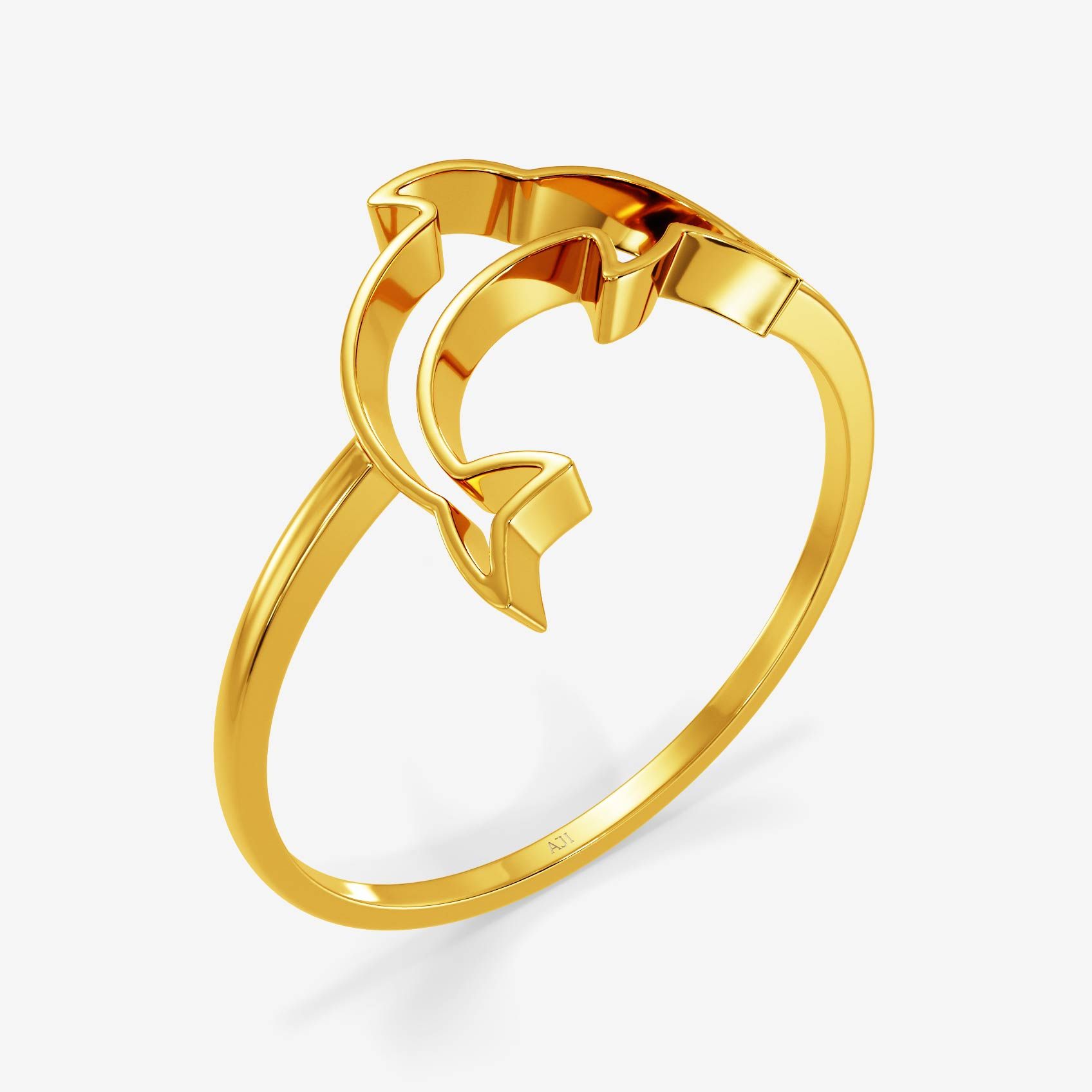 Marine Dolphin Gold Ring