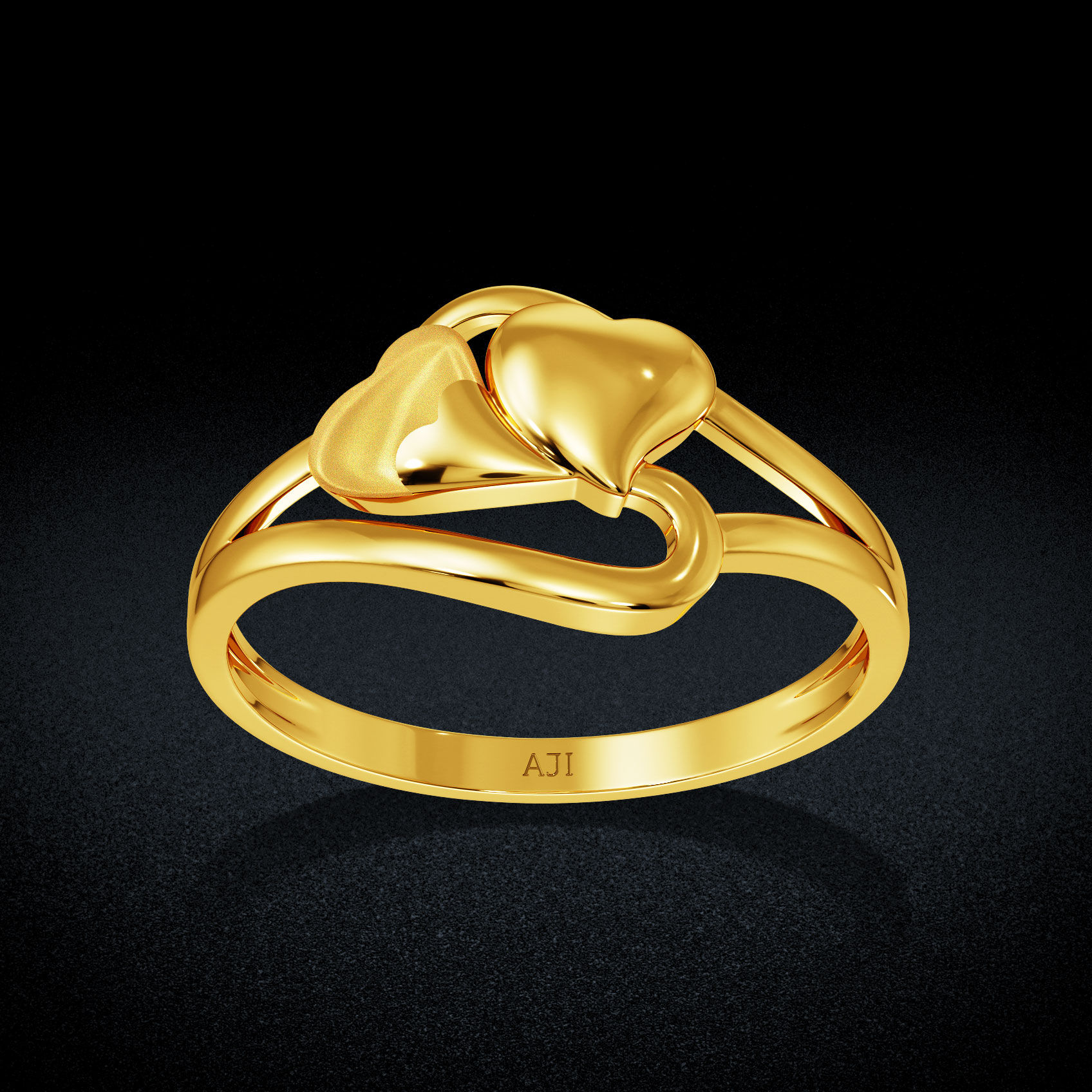 Twin Heart Gold Ring image