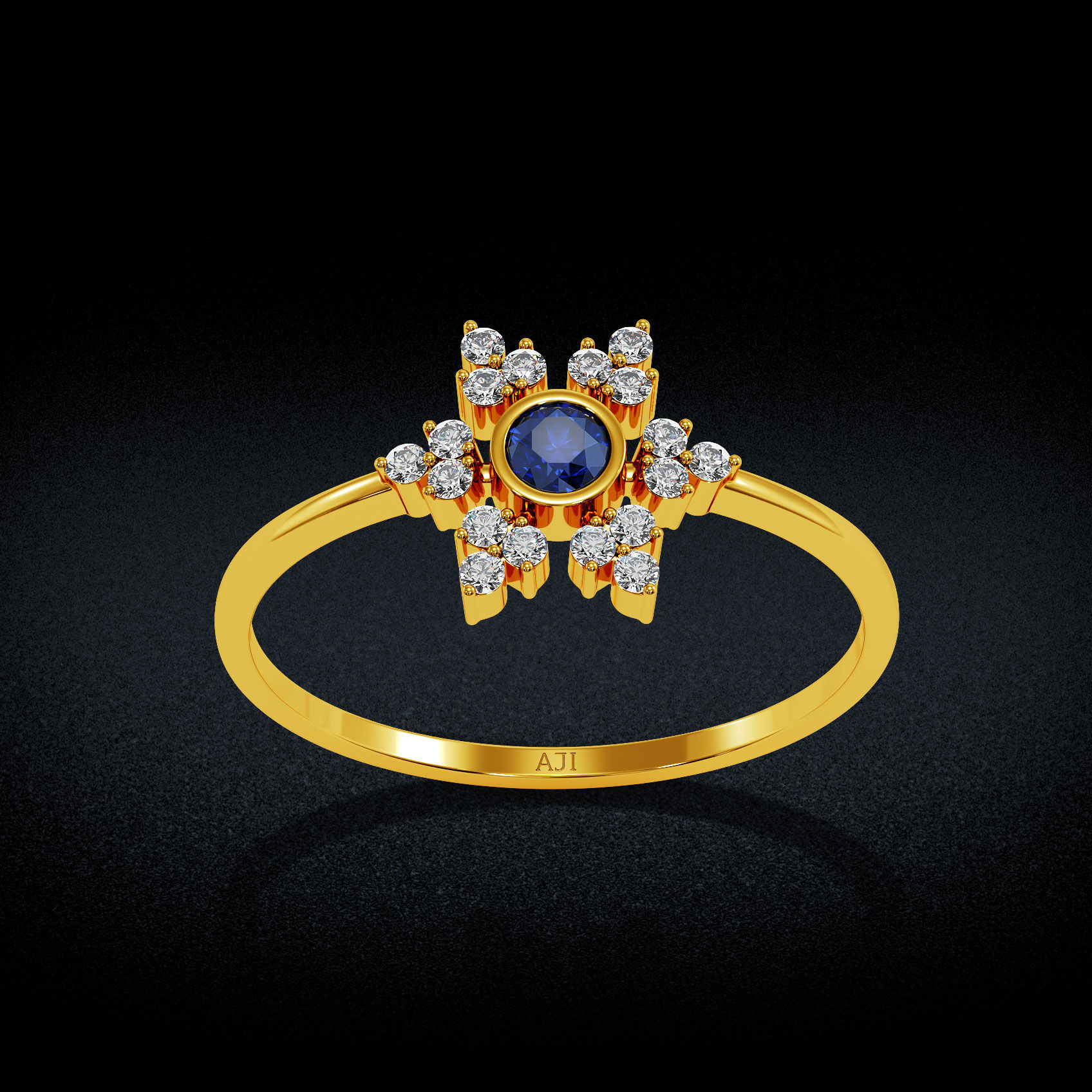 Royal Azure Blossom Gold Ring image