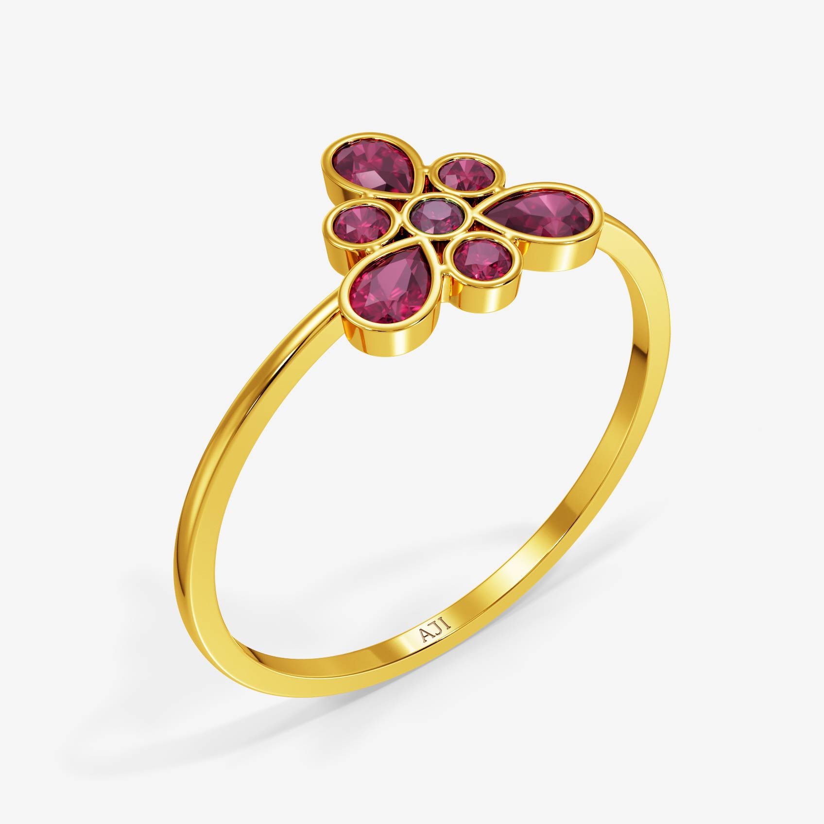 Pink Dew Cluster Gold Ring
