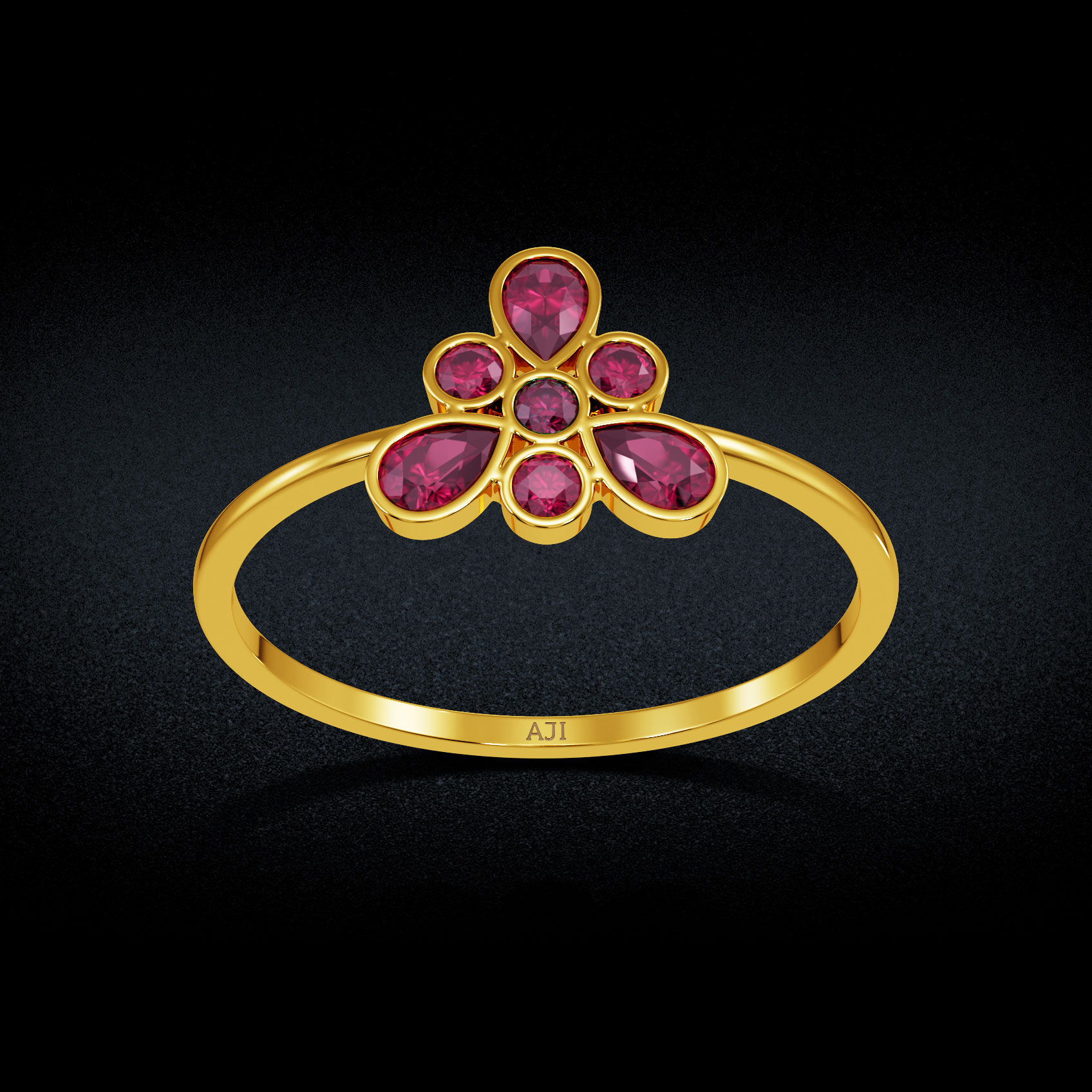 Pink Dew Cluster Gold Ring image