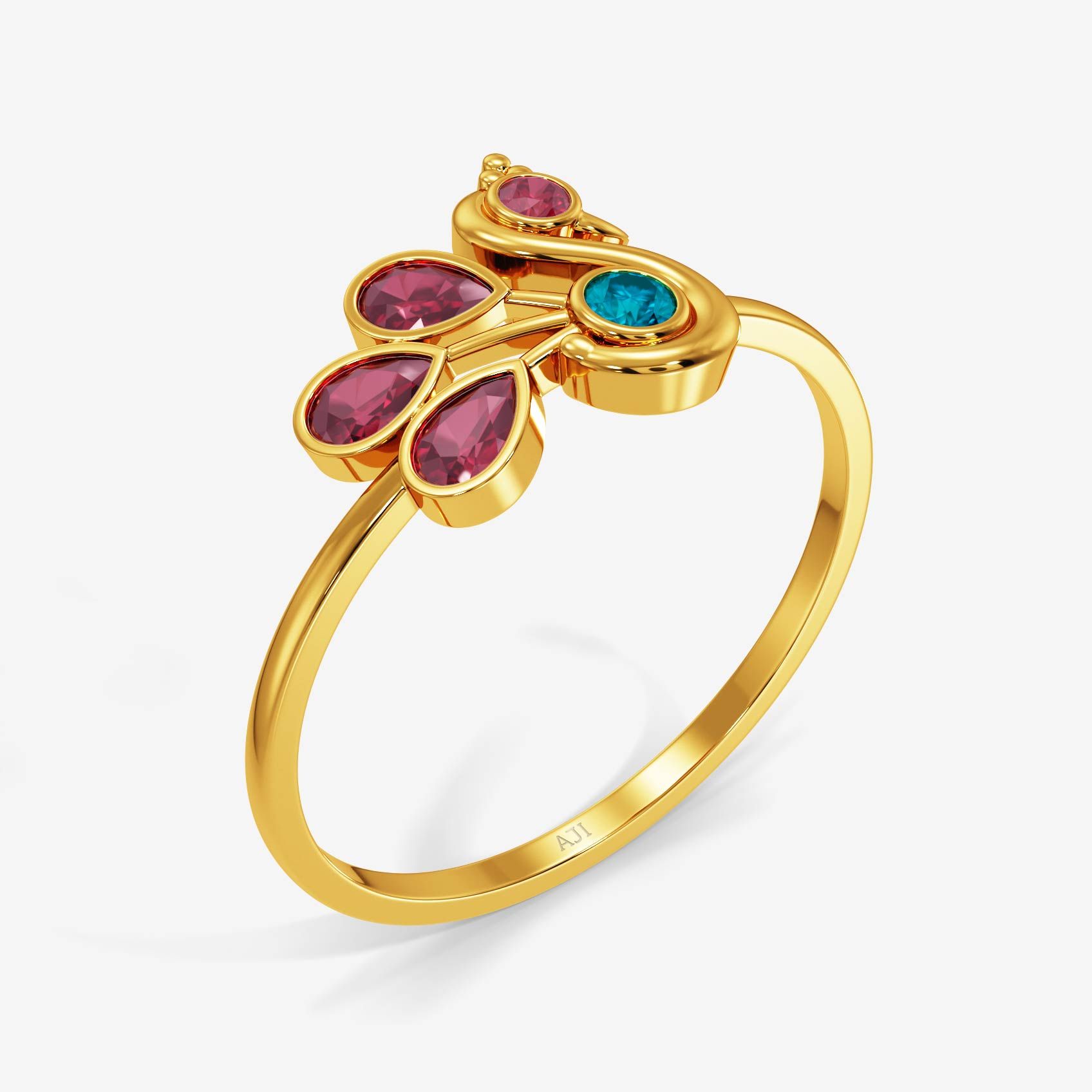 Pastel Peacock Gold Ring