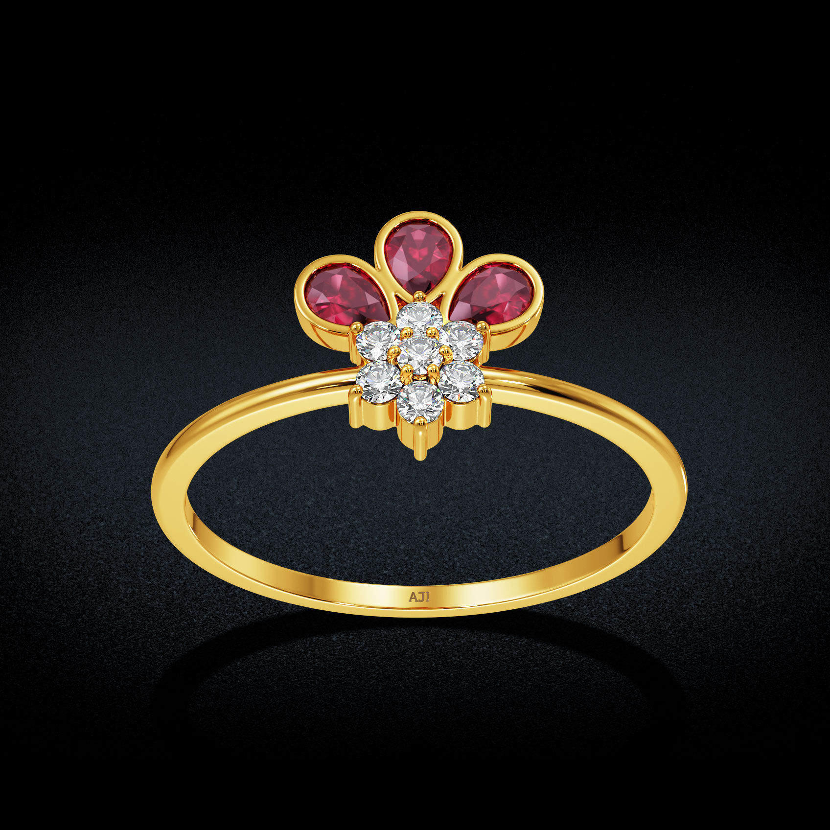 Pink Floral Gold Ring image
