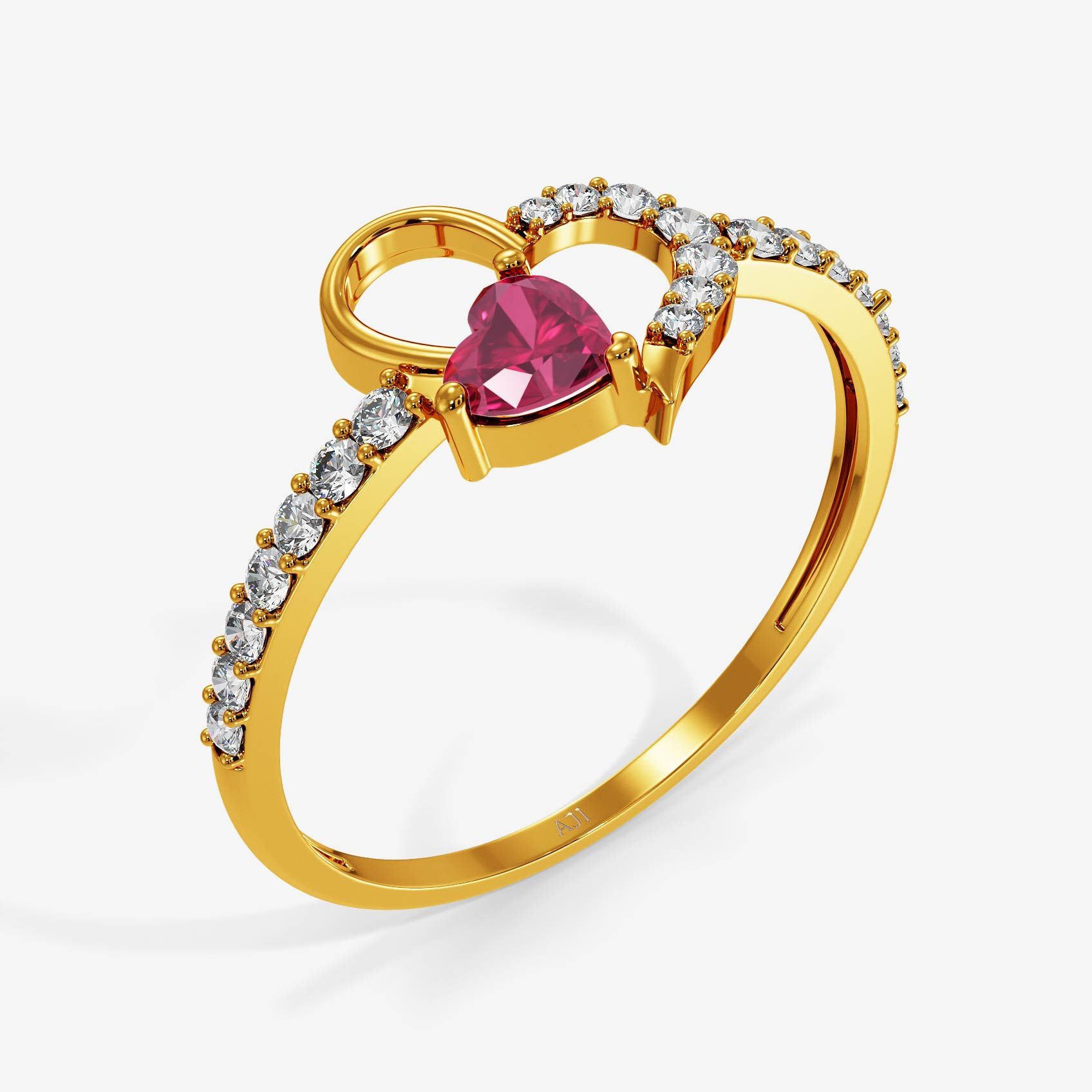 Heart Twin Spark Gold Ring