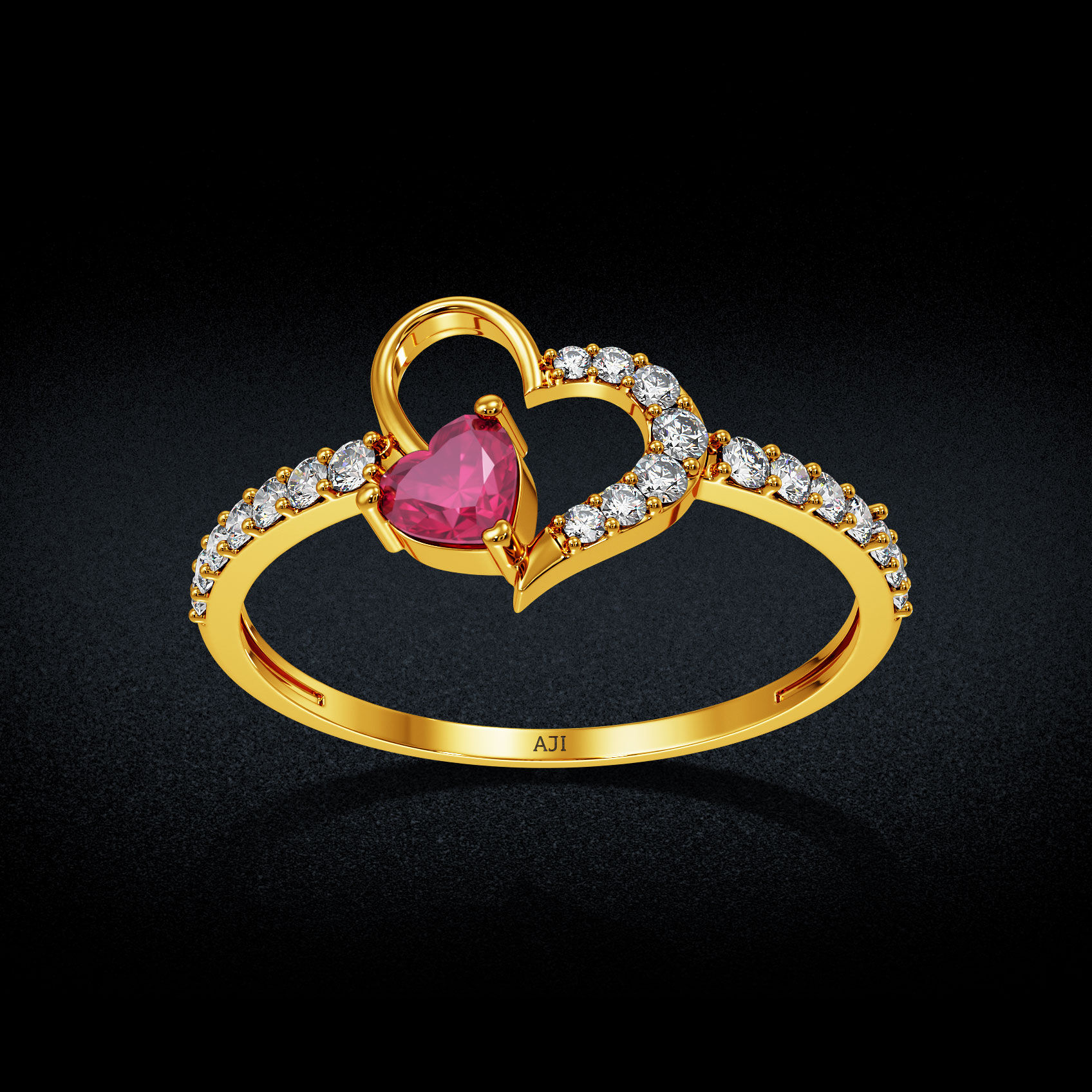 Heart Twin Spark Gold Ring image