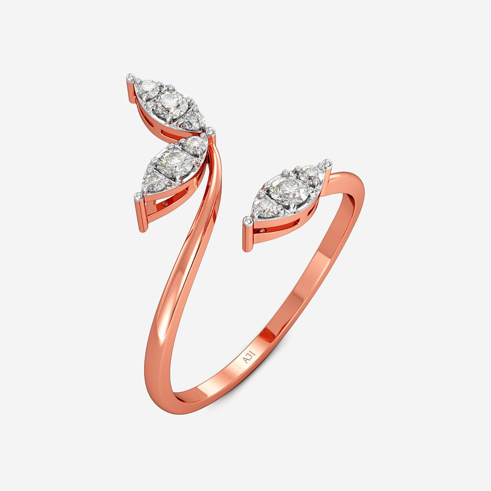 Leaf Line Glow Diamond Ring