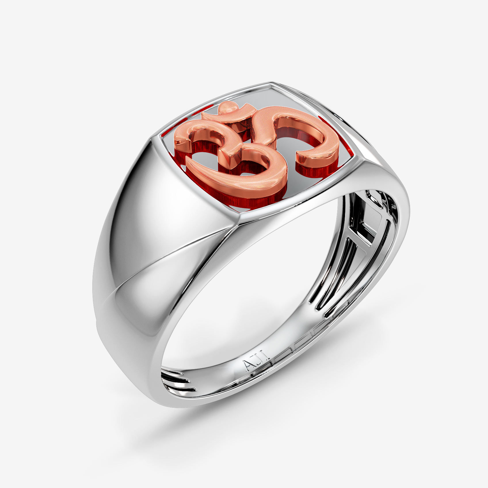 Sacred Om Platinum Ring