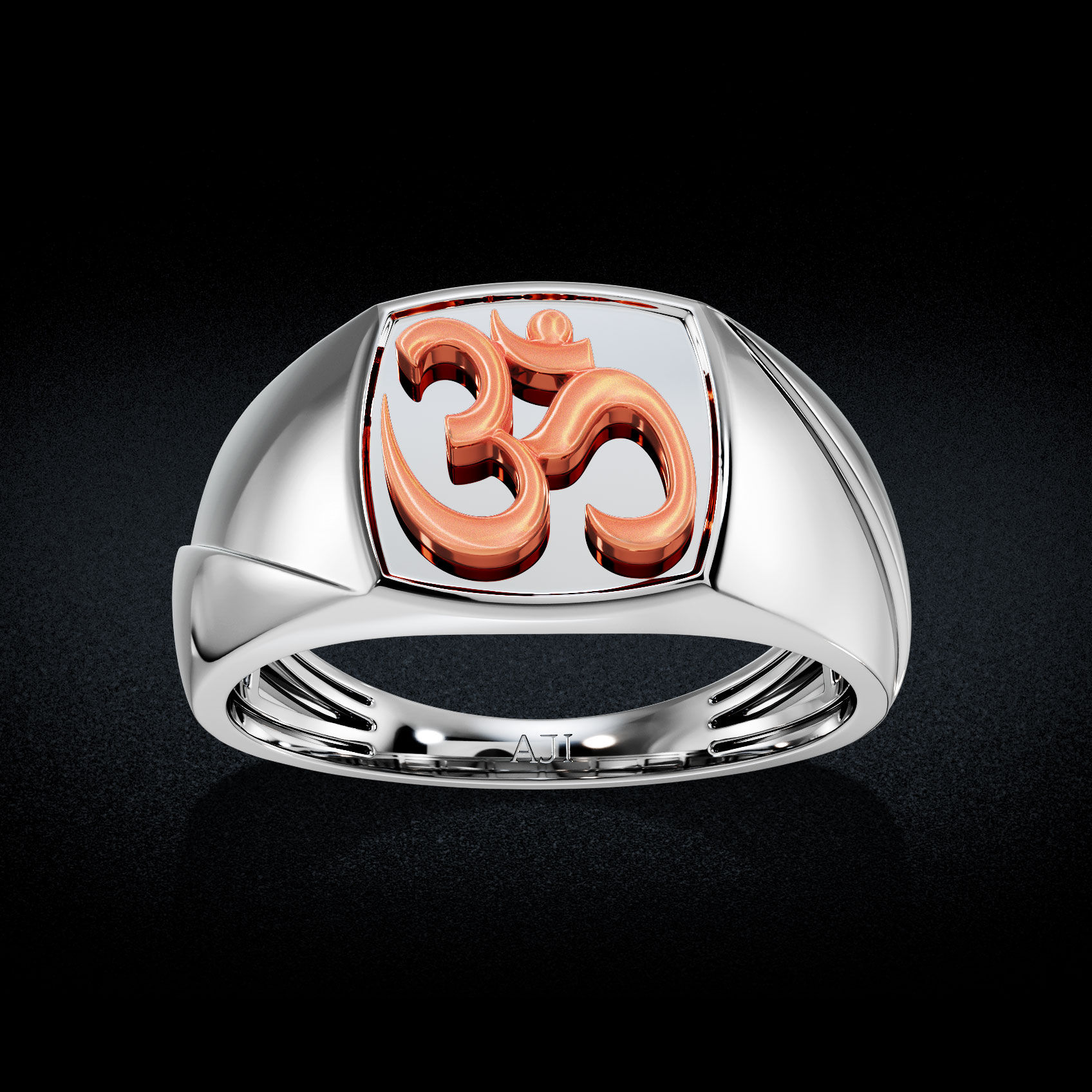 Sacred Om Platinum Ring image