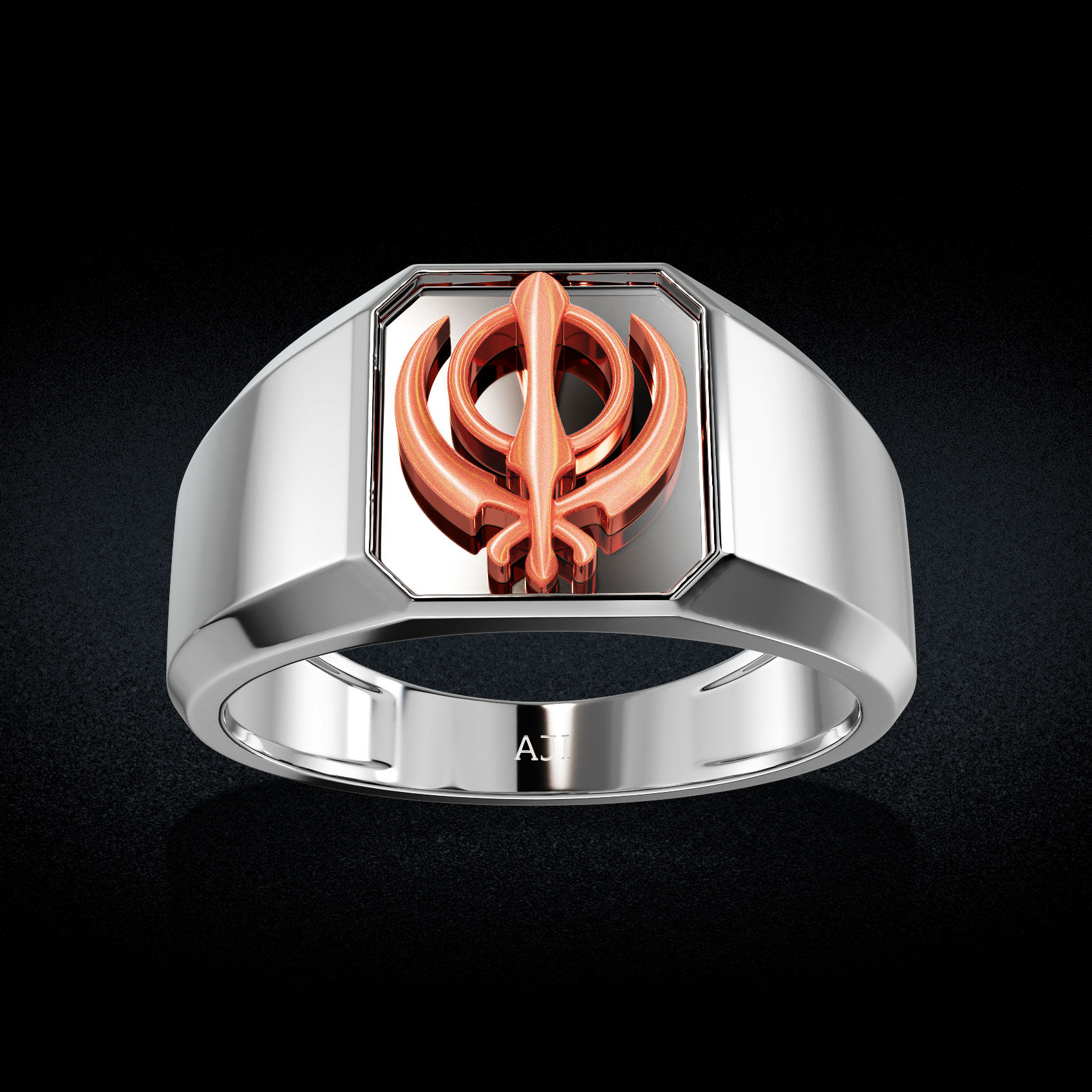 Sacred Khanda Platinum Ring image