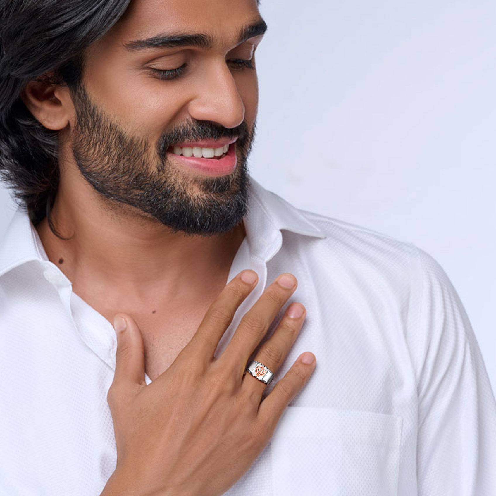 Sacred Khanda Platinum Ring image
