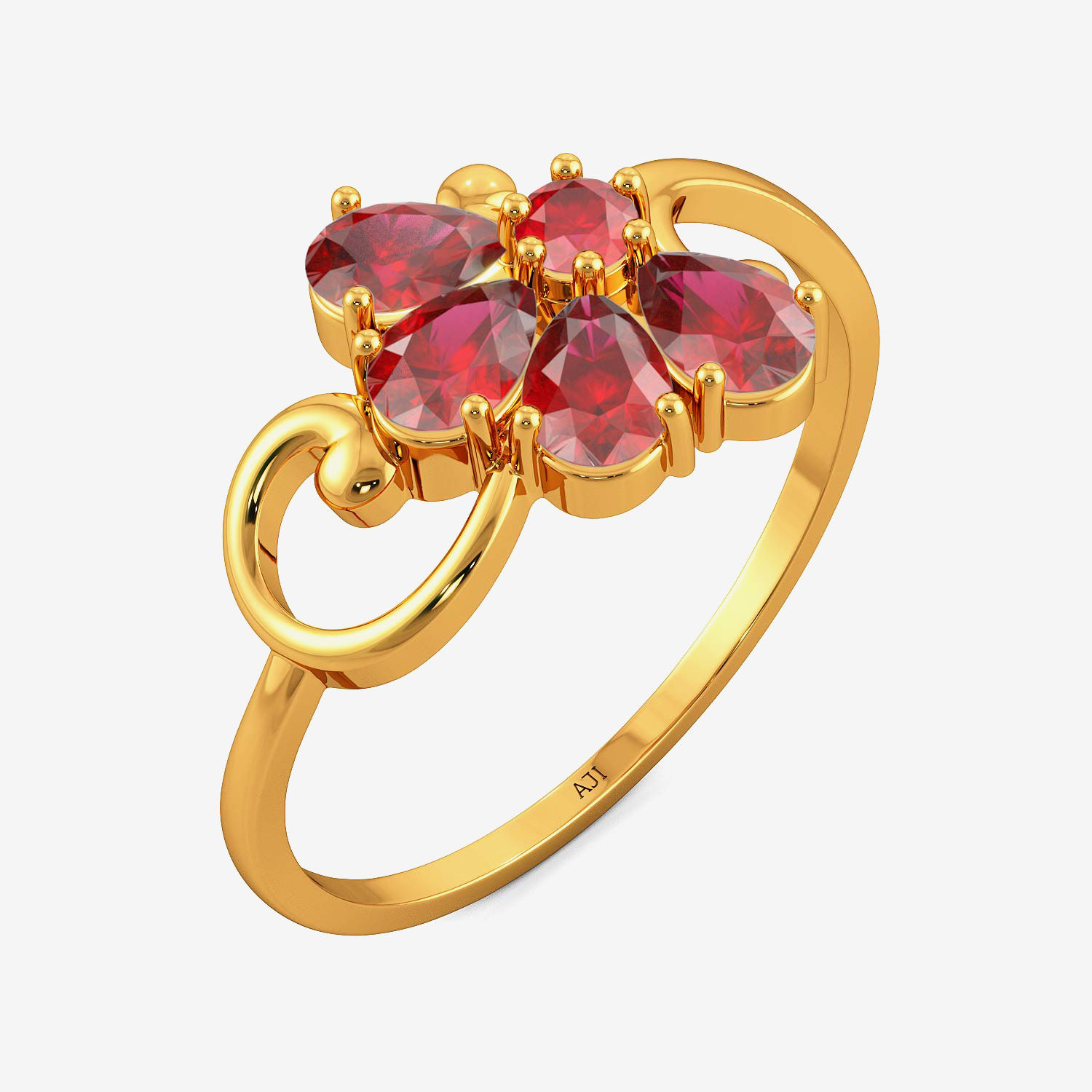 Semi-floret Motif Gemstone Ring