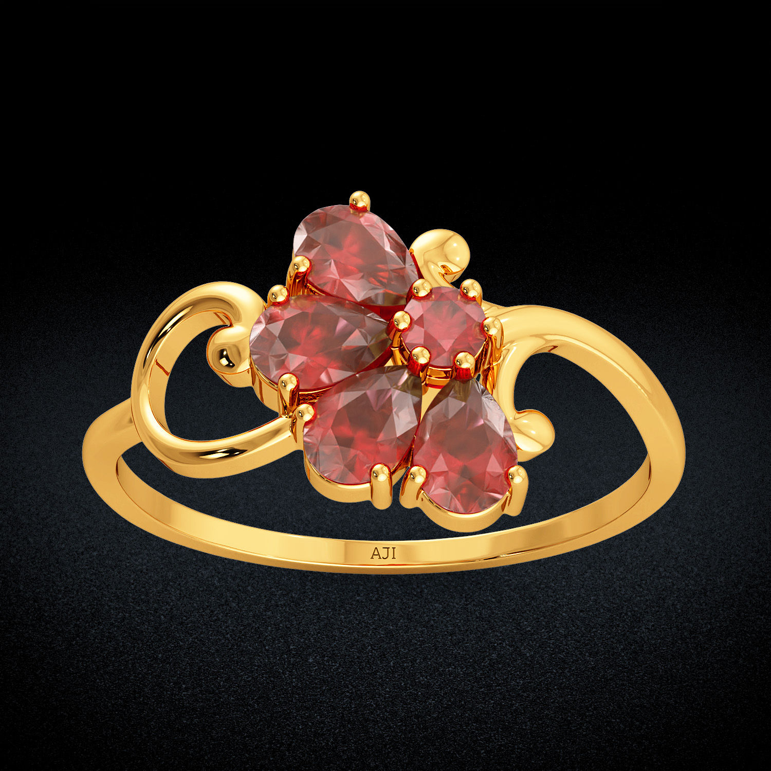 Semi-floret Motif Gemstone Ring image
