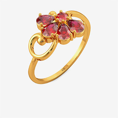 Semi-floret Motif Gemstone Ring alternate view 1