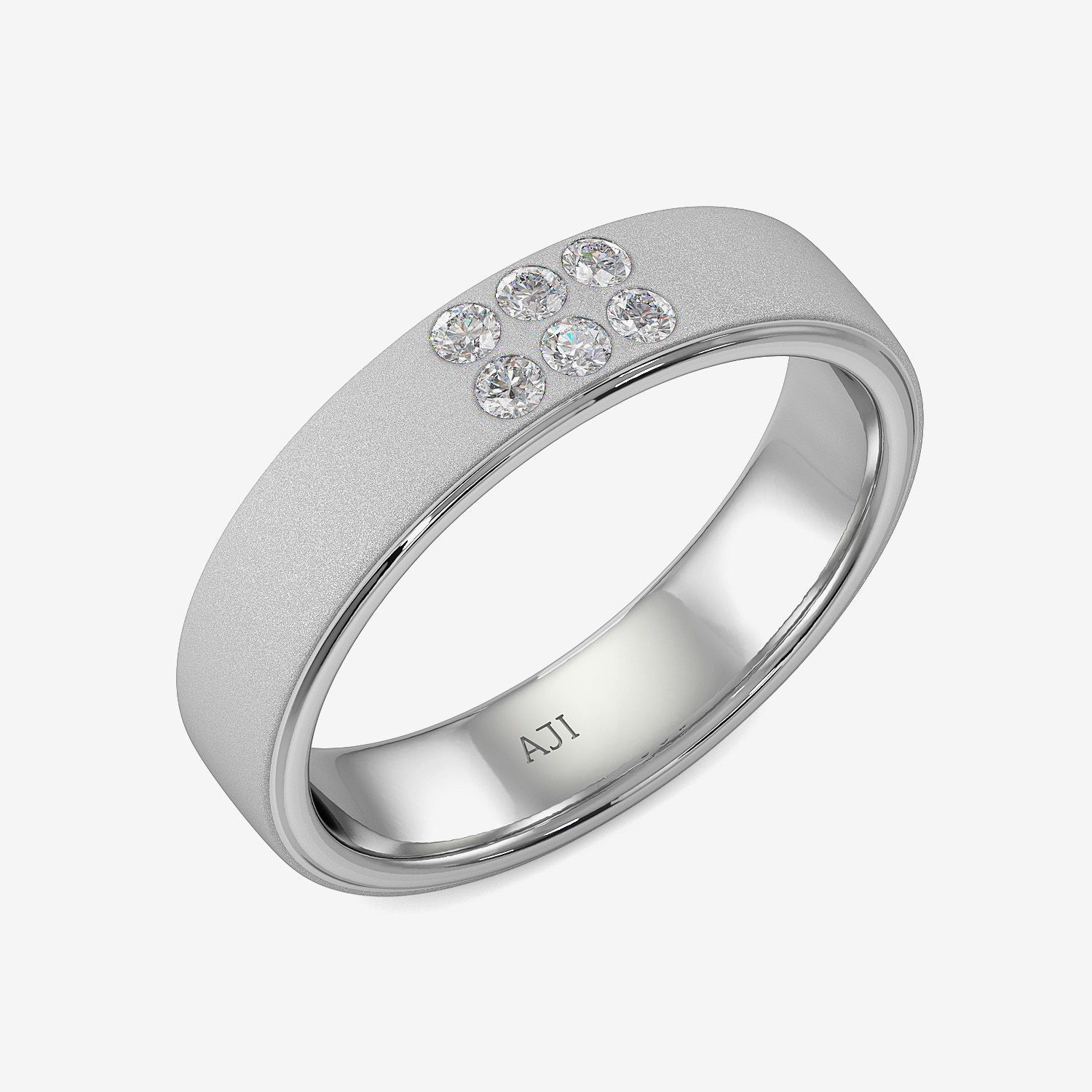 Carved Pattern Mens Platinum Ring image