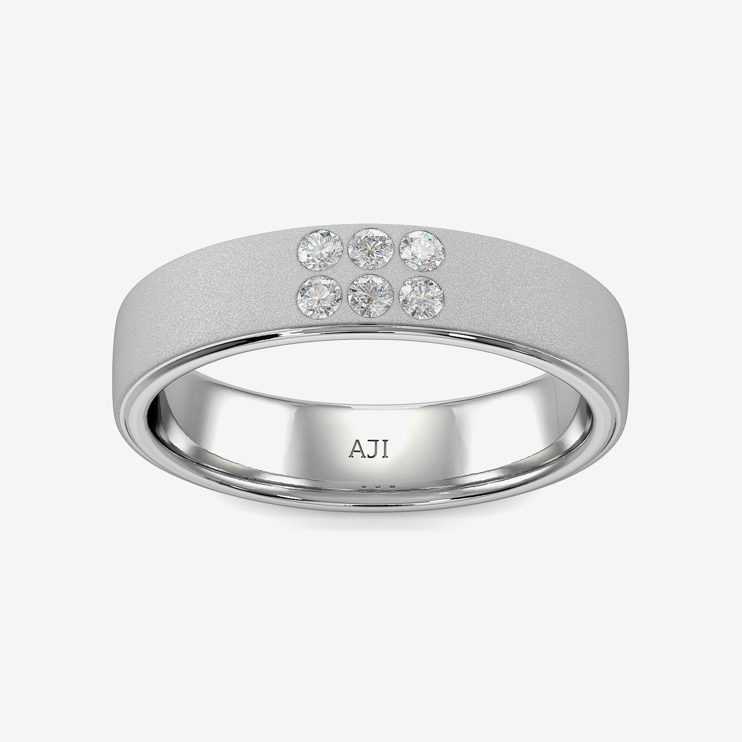 Carved Pattern Mens Platinum Ring alternate view 2