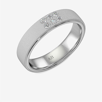 Carved Pattern Mens Platinum Ring