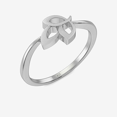 Dainty Leaf Petal Platinum Ring image