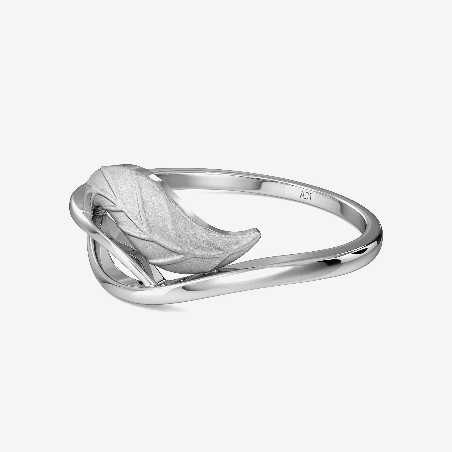 Spring Leaf Designer Platinum Ring alternate view 3