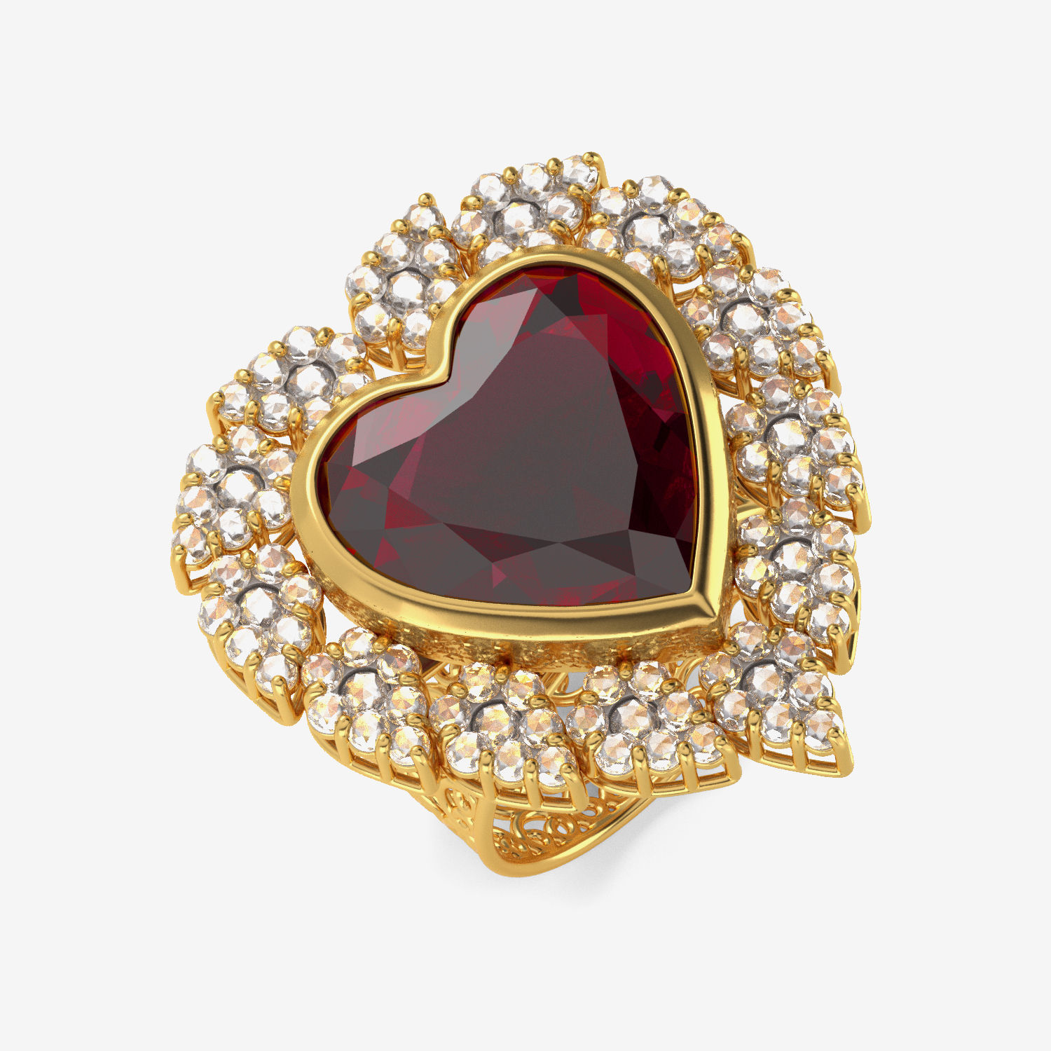 Red Hearted Uncut Diamaond Ring image