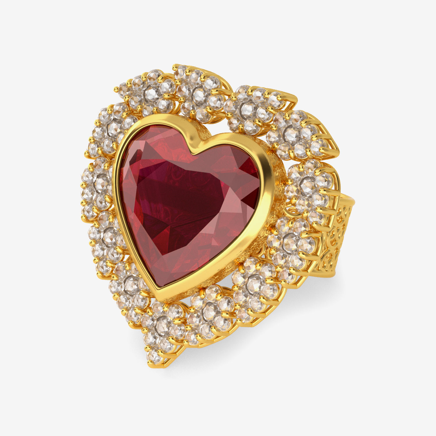 Red Hearted Uncut Diamaond Ring alternate view 3
