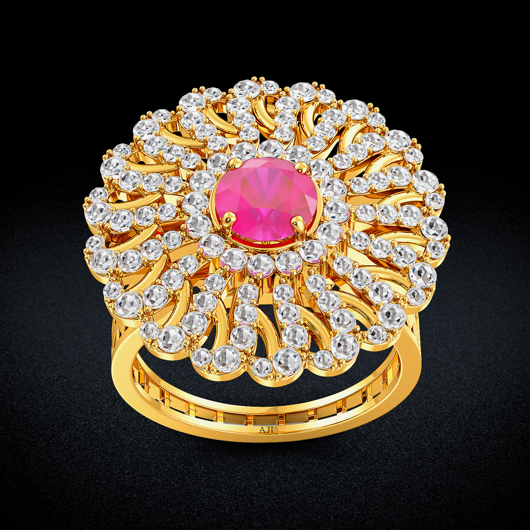 Floral Uncut Diamod Ring  image