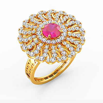 Floral Uncut Diamod Ring  alternate view 1
