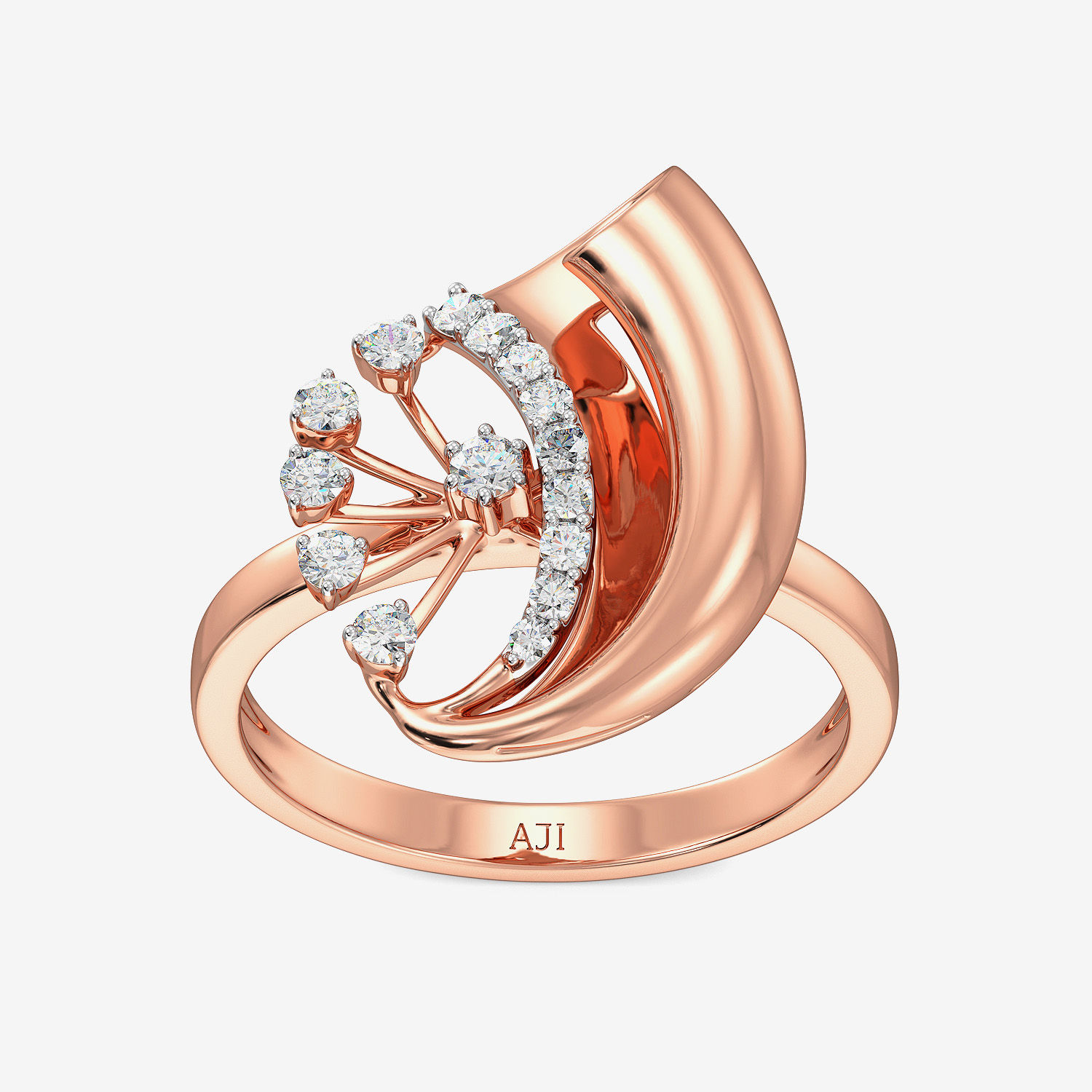 Semi-flower Spiral Horn Diamond Ring alternate view 2