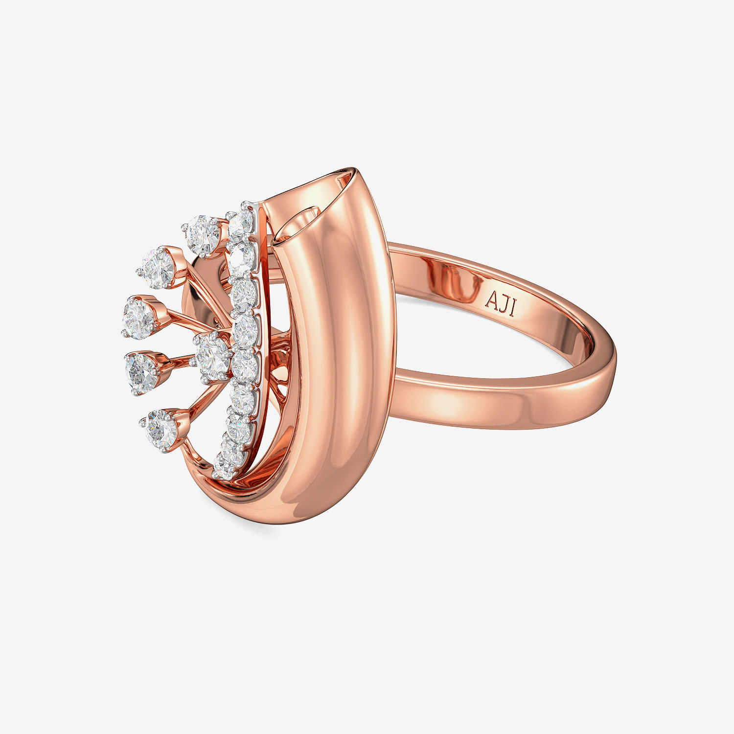 Semi-flower Spiral Horn Diamond Ring alternate view 3