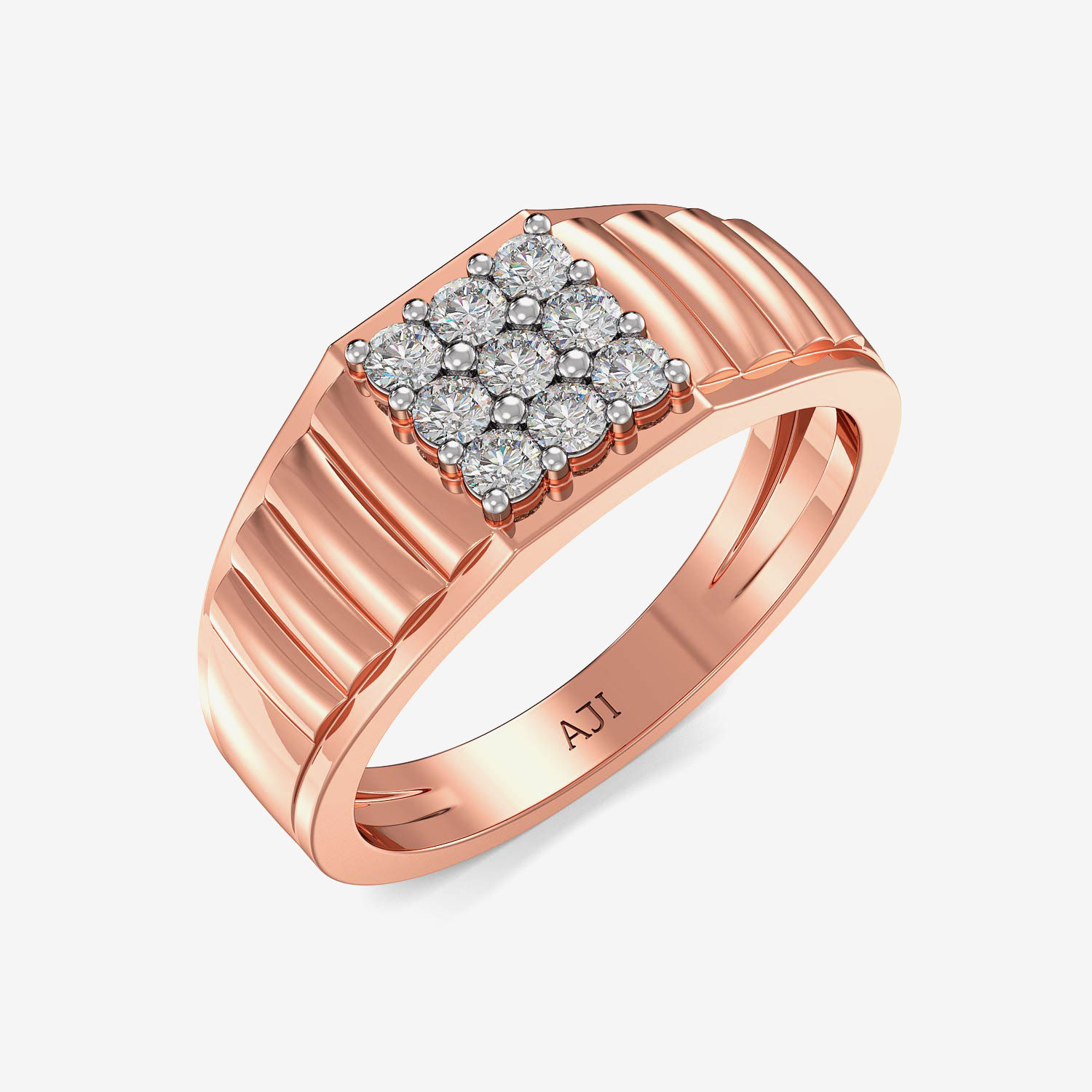 Rose Gold Designer Funky Mens Diamond Ring