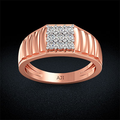 Rose Gold Designer Funky Mens Diamond Ring alternate view 2