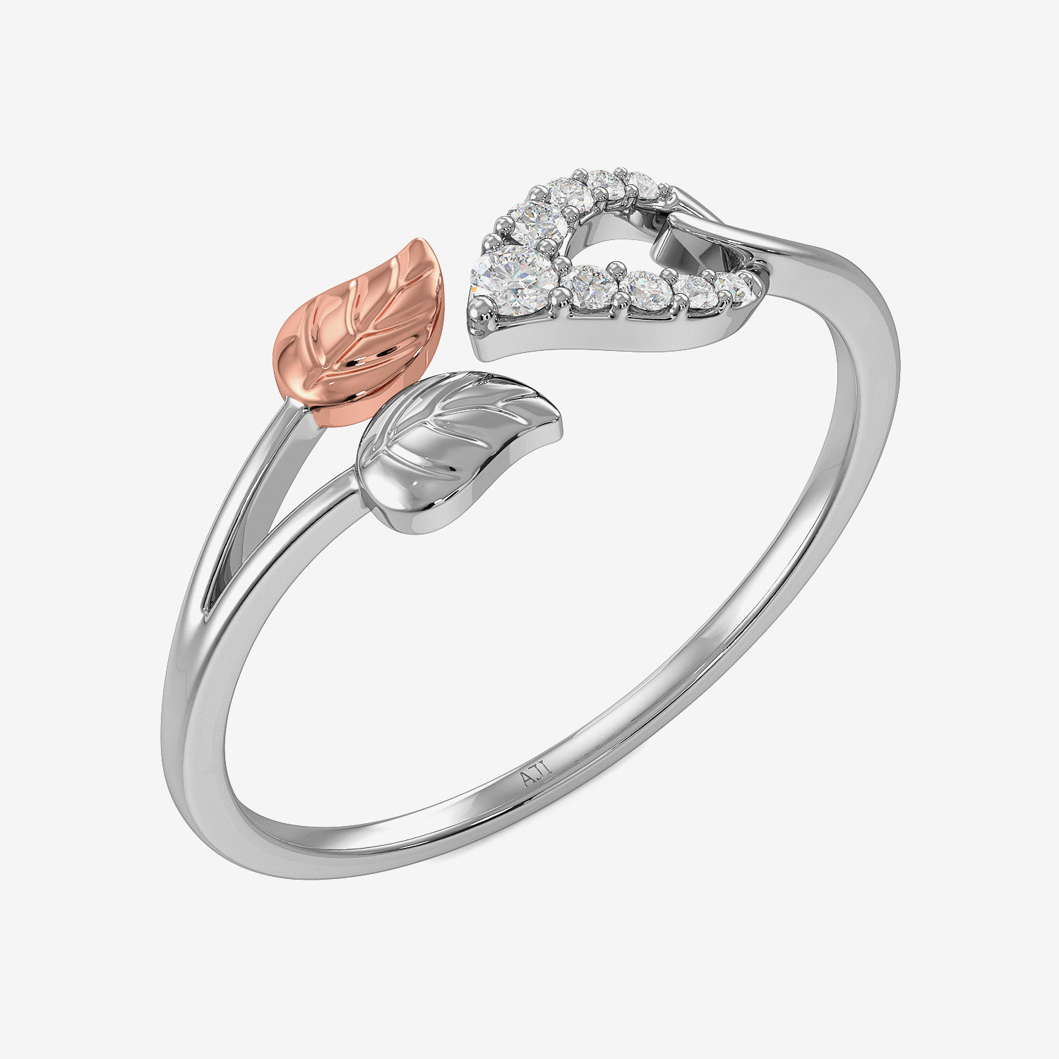 Pretty Autumn Leaf Platinum Ring