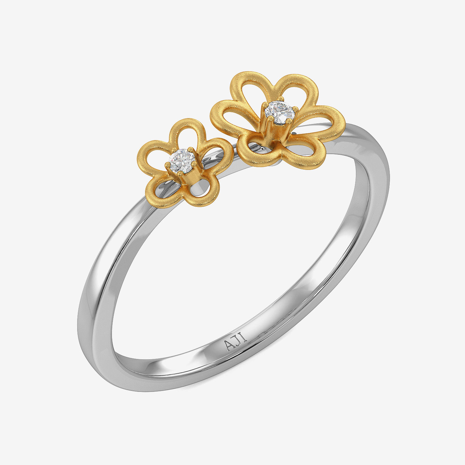 Glowing Honey Glazing Flax Flower Platinum Ring image