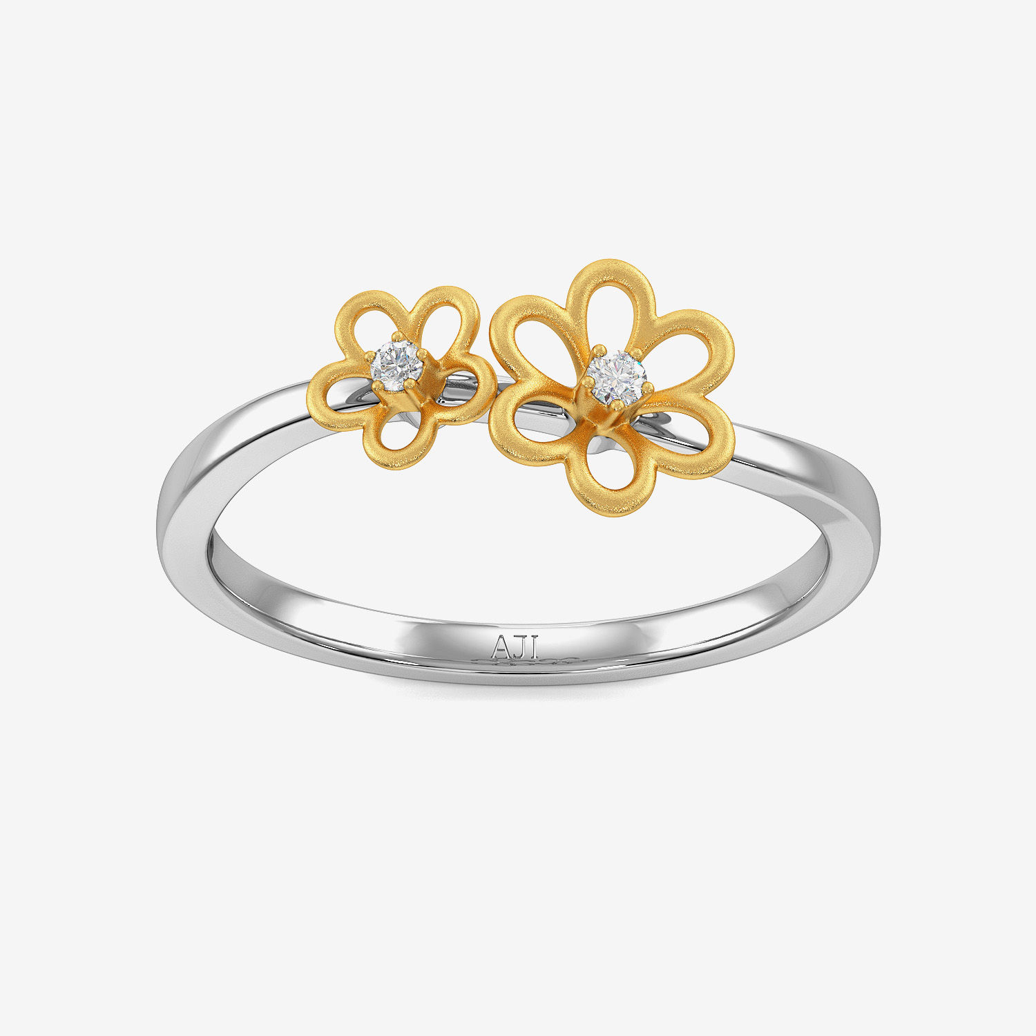 Glowing Honey Glazing Flax Flower Platinum Ring image