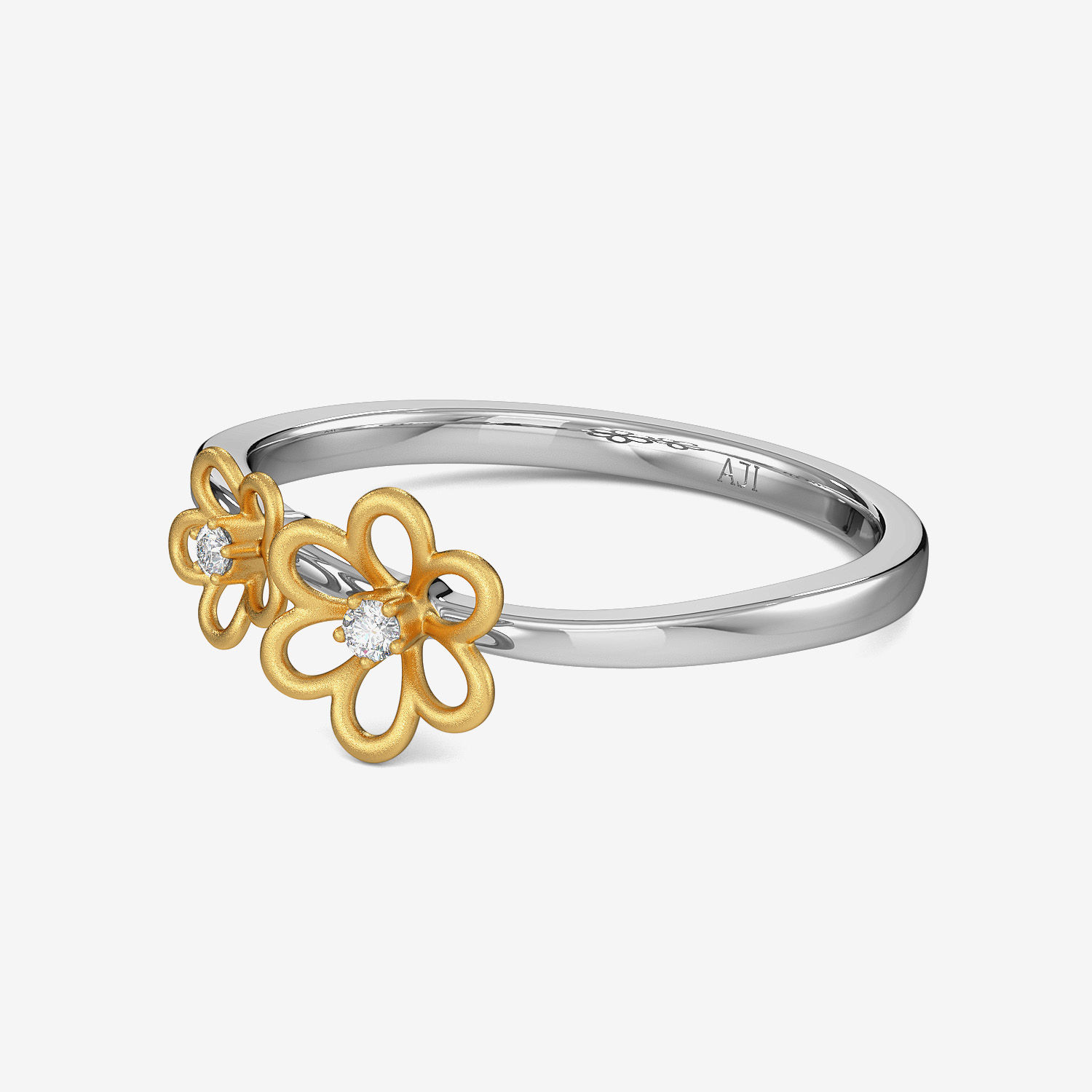 Glowing Honey Glazing Flax Flower Platinum Ring alternate view 3