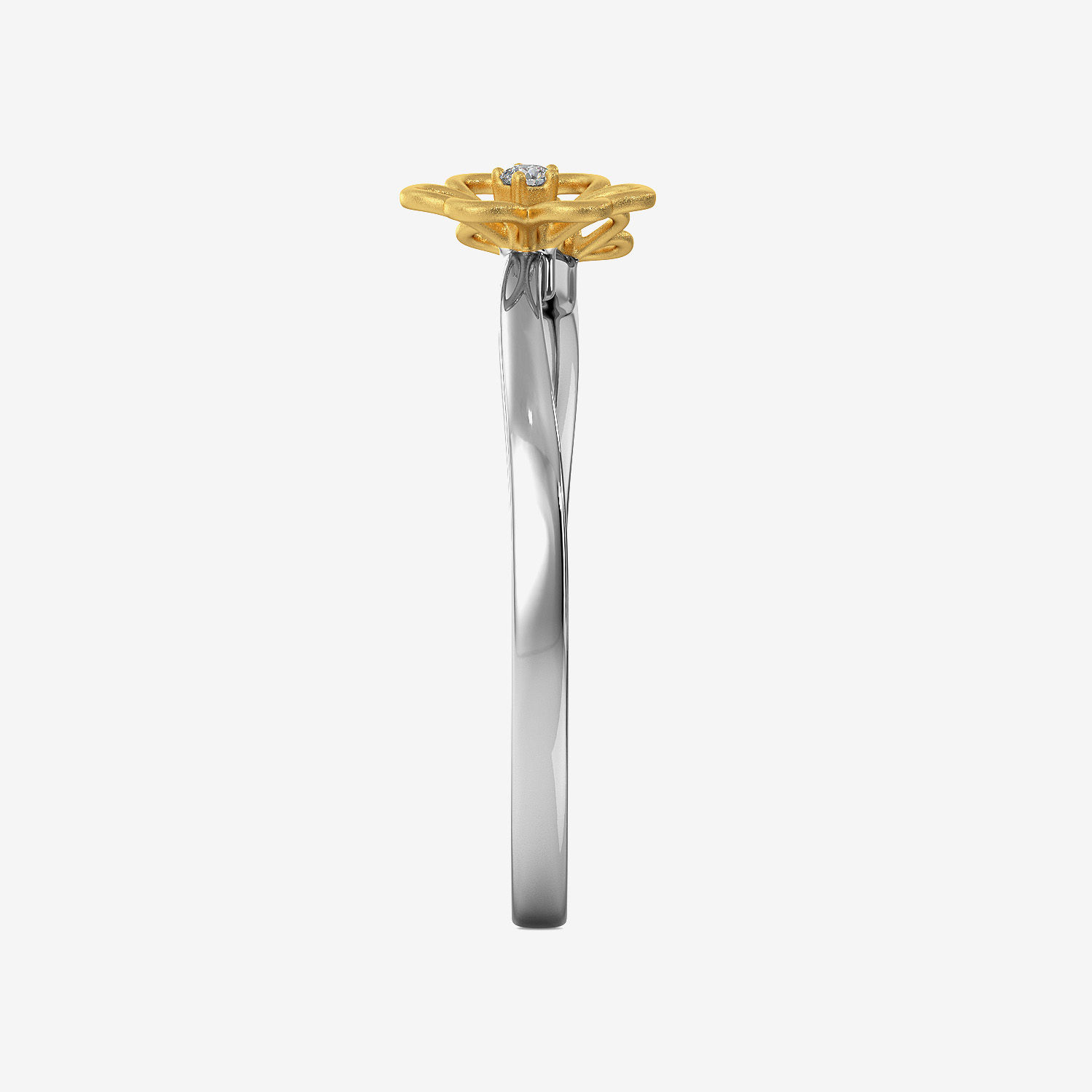 Glowing Honey Glazing Flax Flower Platinum Ring image