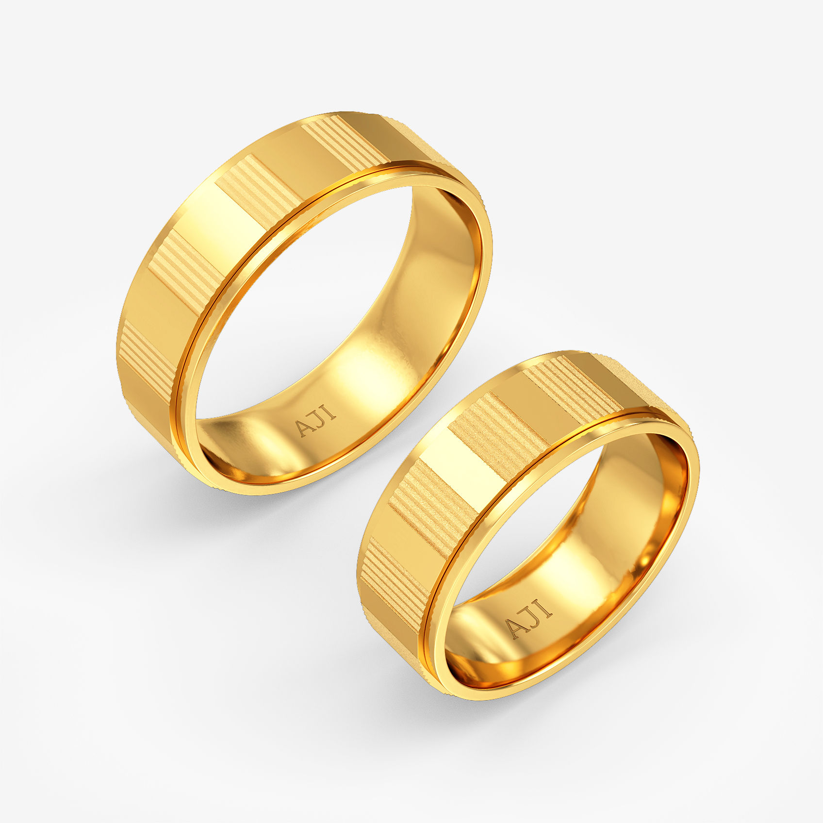 Opulent Stripe Texture Gold Ring Combo