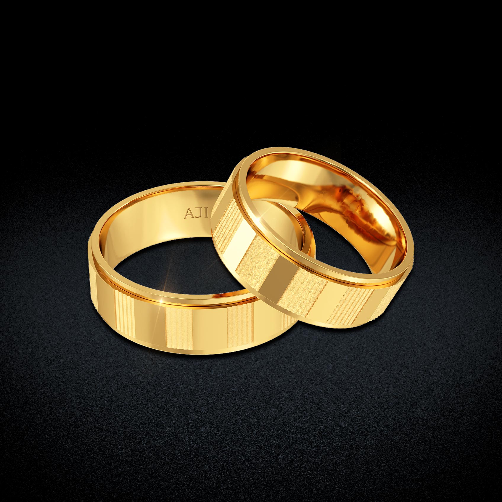 Opulent Stripe Texture Gold Ring Combo image