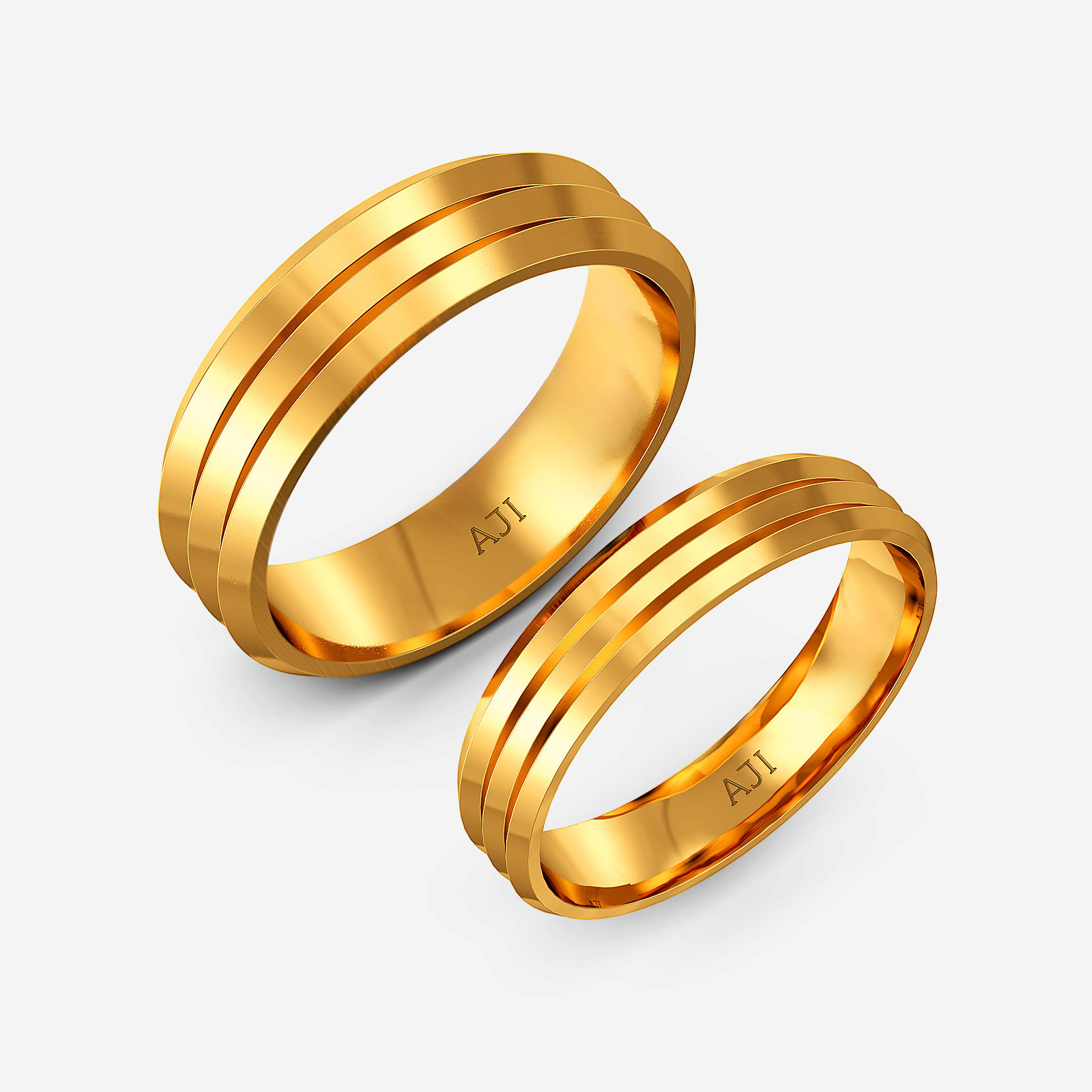 Twin Arc Gold Couple Rings