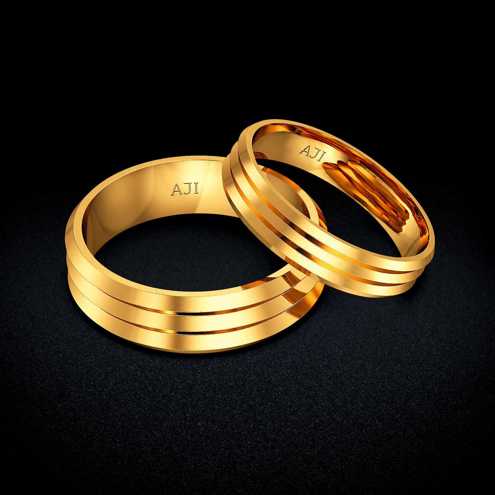 Twin Arc Gold Couple Rings image