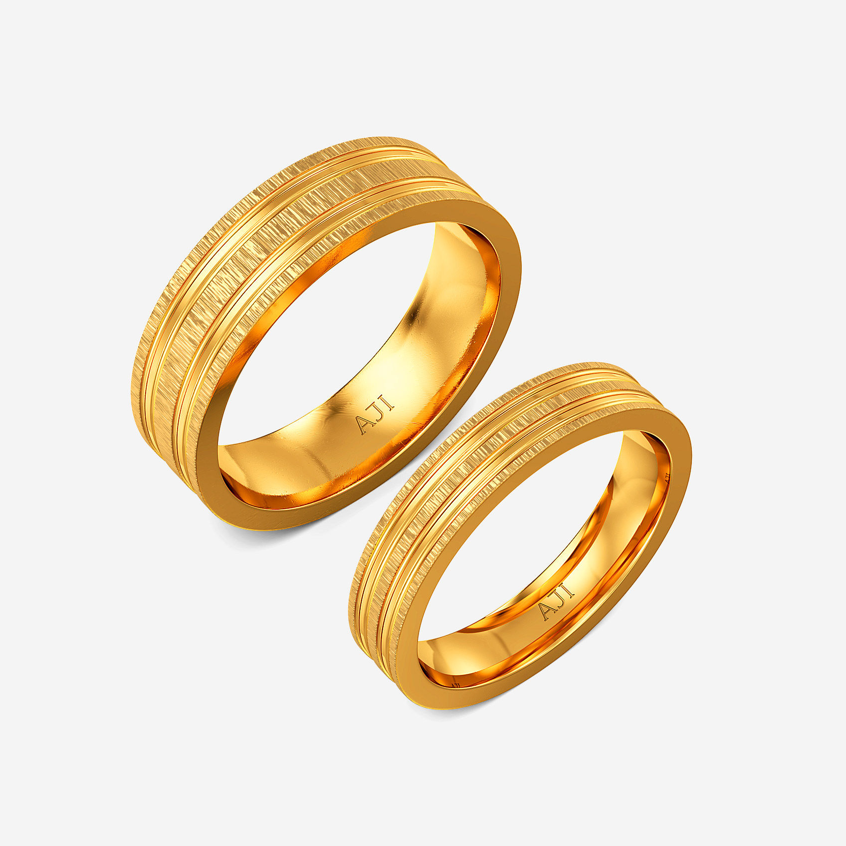 Parallel Gleam Gold Couple Rings