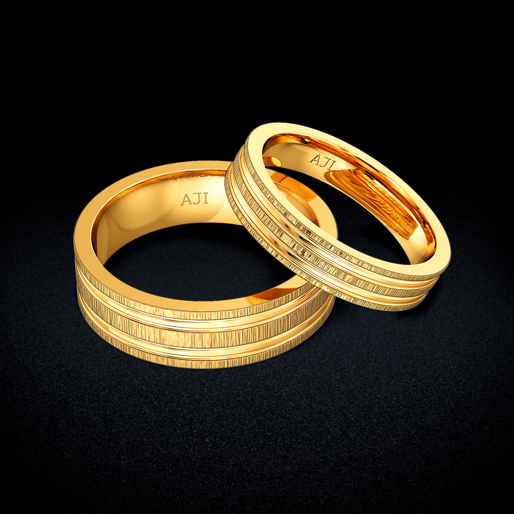 Parallel Gleam Gold Couple Rings image
